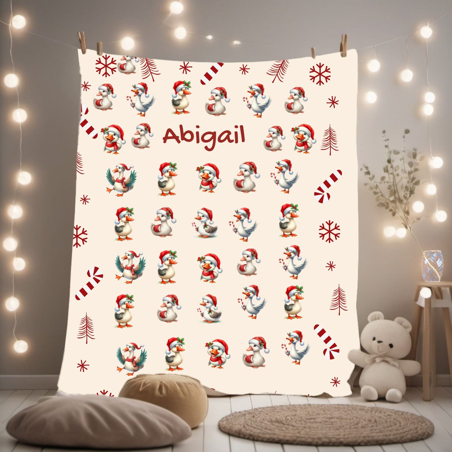 Personalized Christmas Plush Blanket, Cozy Holiday Throw, Custom Name Blanket, Unique Gift Idea, Winter Decor