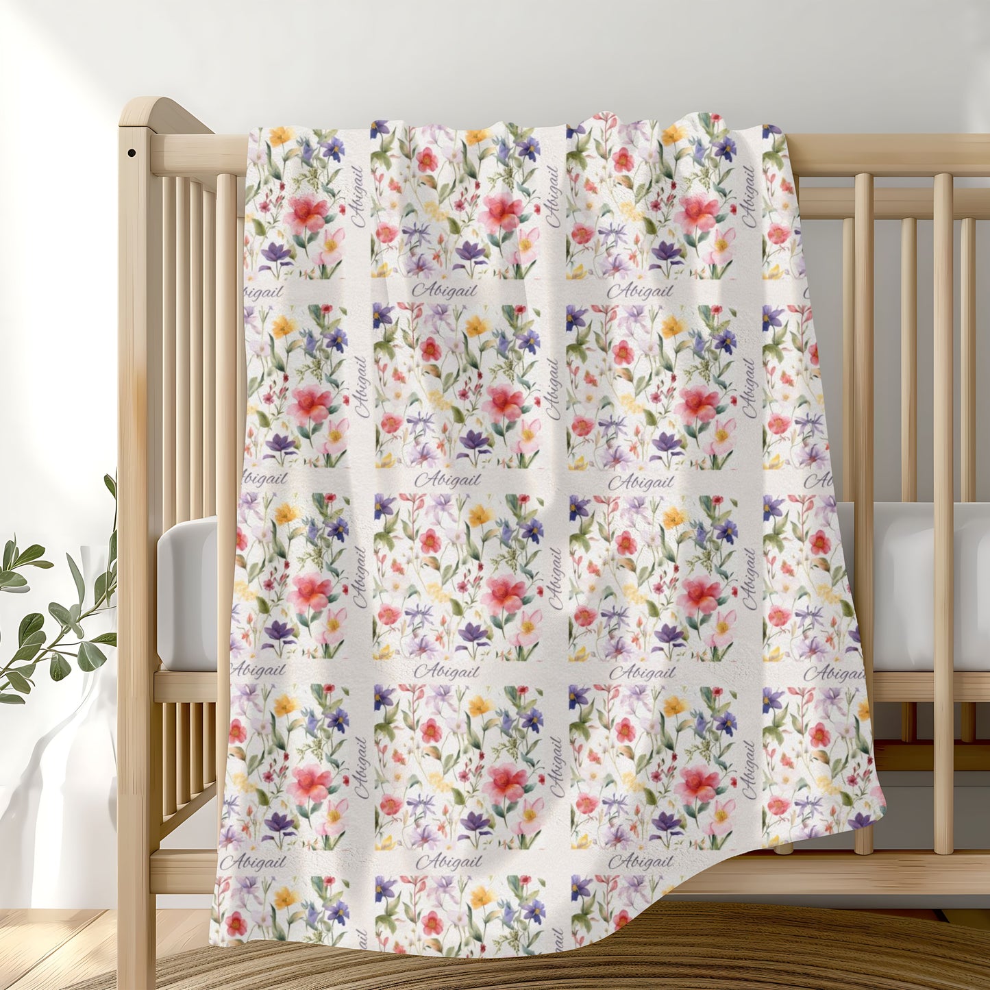Floral Velveteen Plush Blanket - Cozy Decor for Home, Gift for Her, Wedding Present, Soft Touch for Kids, Spring Decor