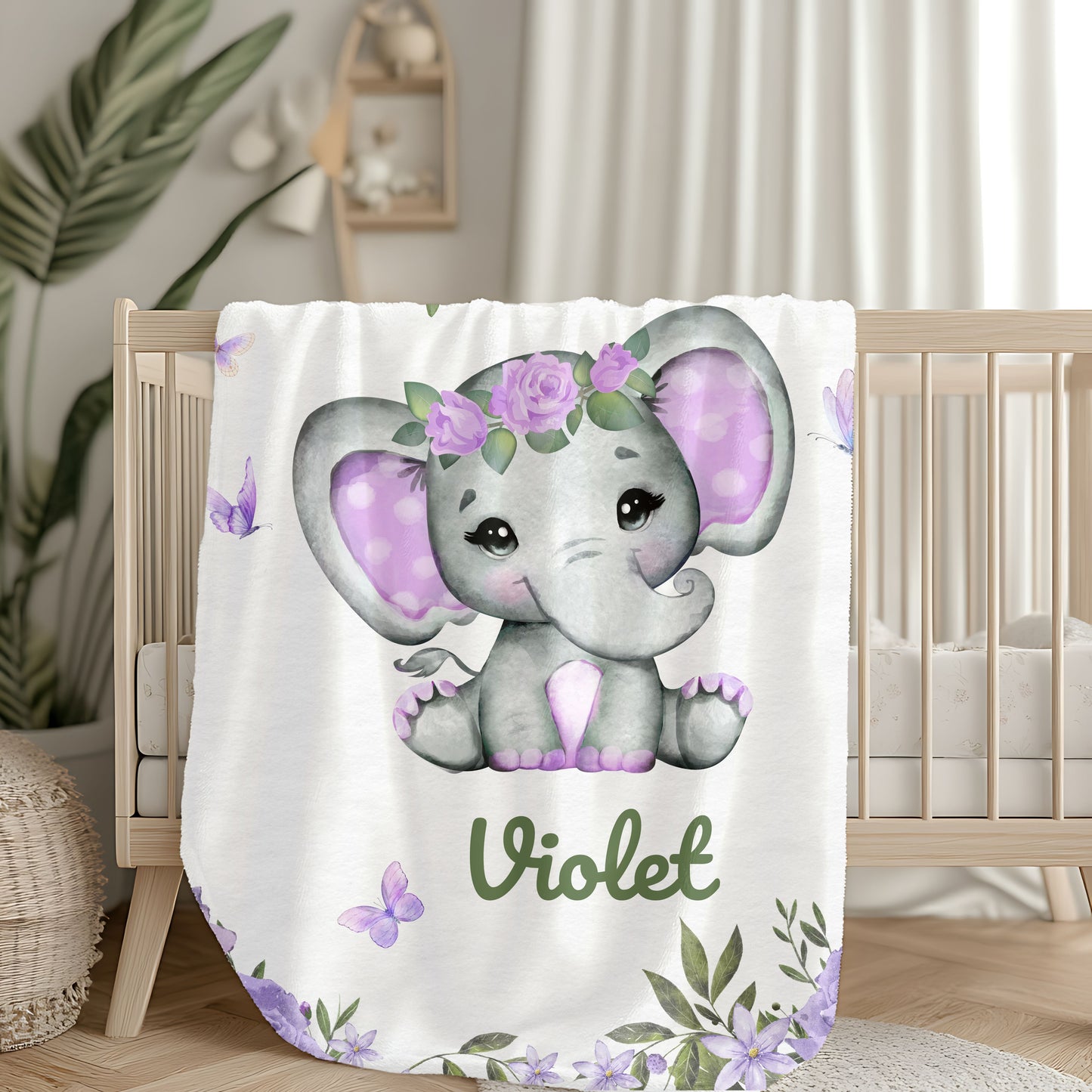 Adorable Elephant Plush Blanket for Kids, Personalized Baby Blanket, Nursery Decor, Soft Comfy Gifts, Toddler Comforter