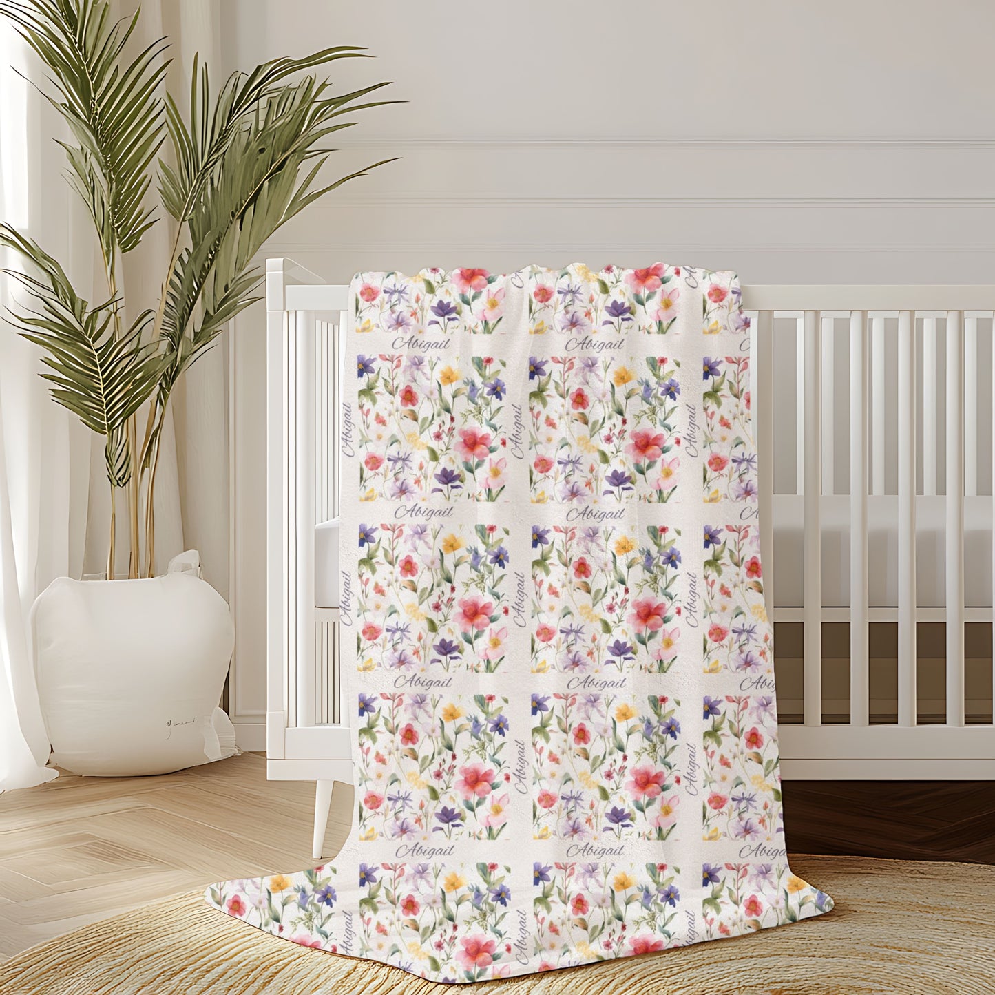Floral Velveteen Plush Blanket - Cozy Decor for Home, Gift for Her, Wedding Present, Soft Touch for Kids, Spring Decor