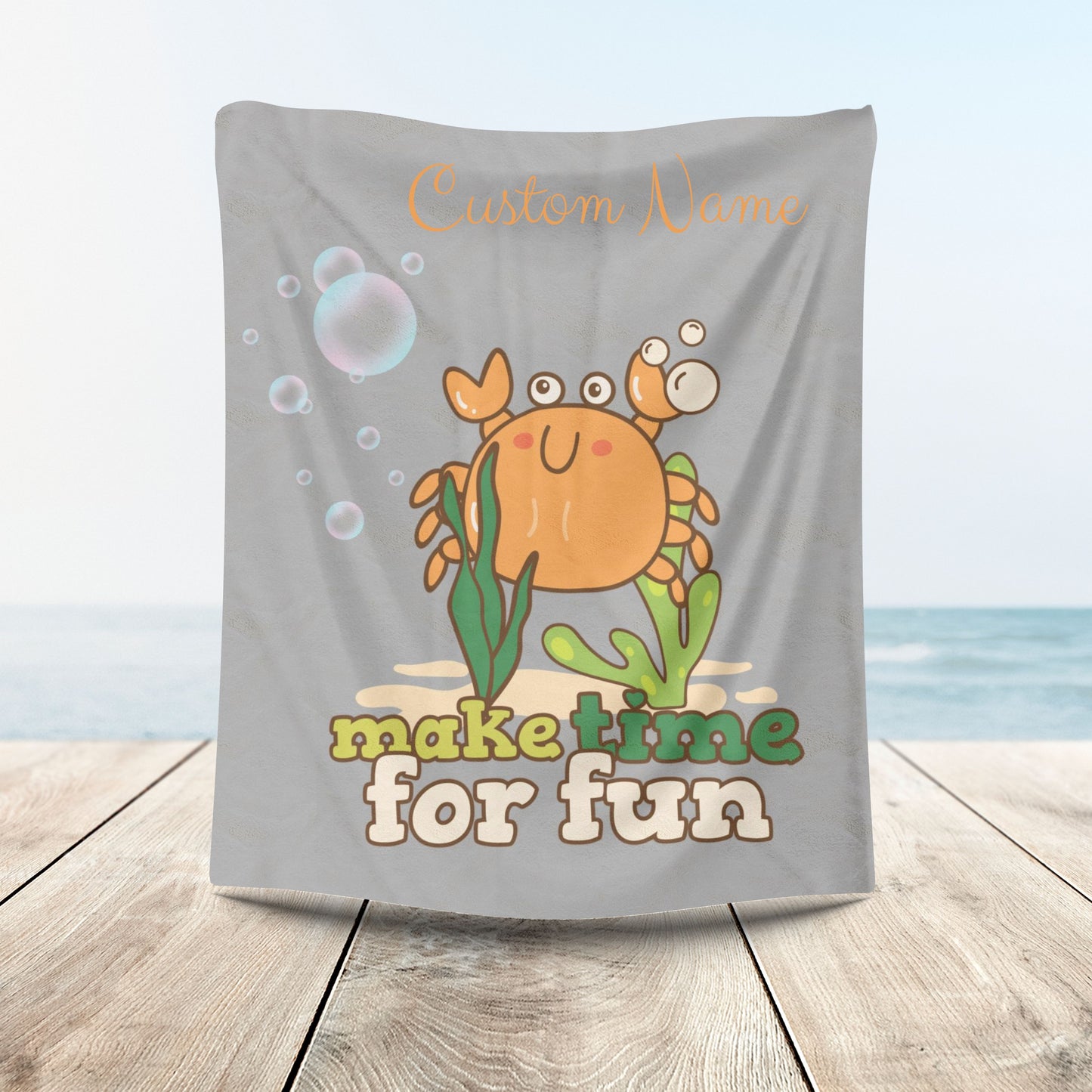 Cartoon crab lllusstration promoting joy and playfulness Velveteen Plush Blanket