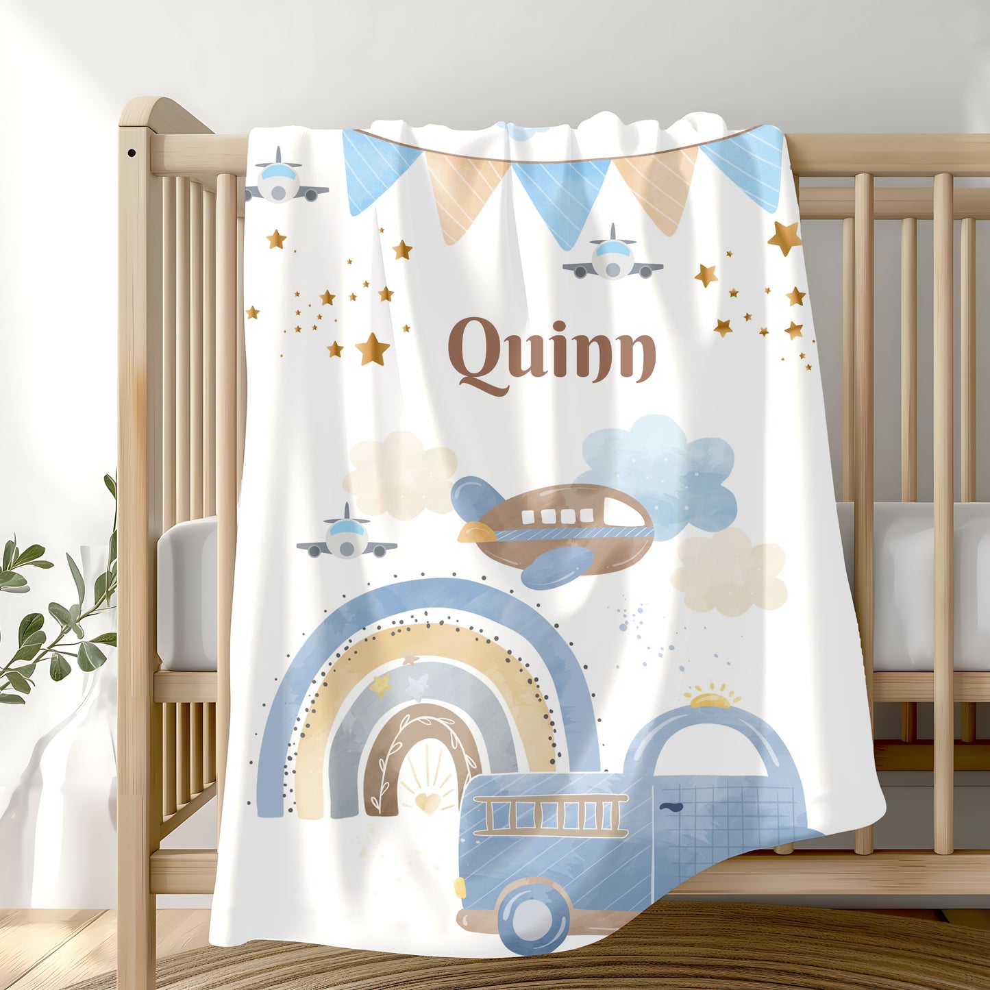 Personalized Velveteen Plush Blanket for Kids, Cozy Baby Blanket, Soft Nursery Throw, Custom Name Gift, Ideal for Baby Showers