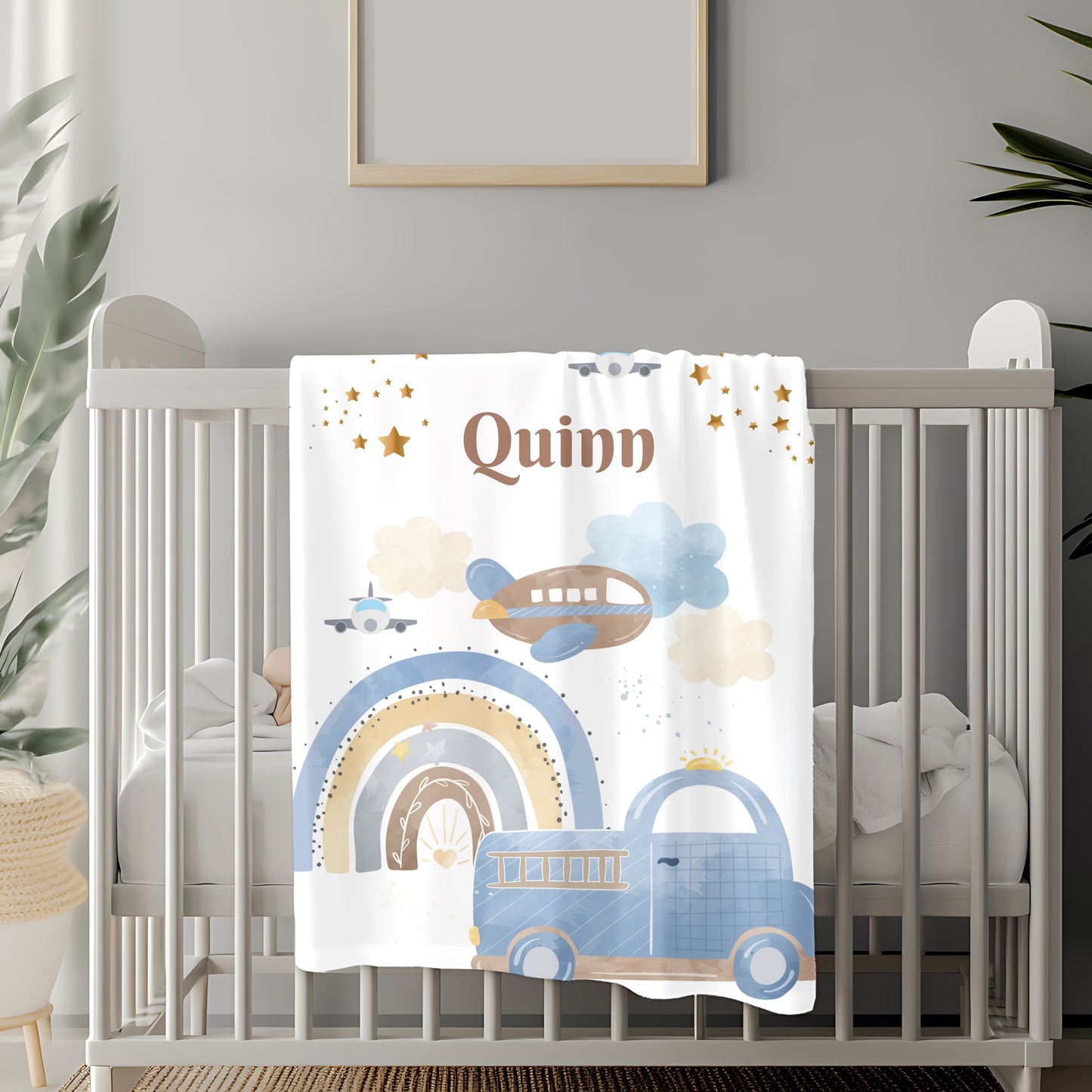 Personalized Velveteen Plush Blanket for Kids, Cozy Baby Blanket, Soft Nursery Throw, Custom Name Gift, Ideal for Baby Showers