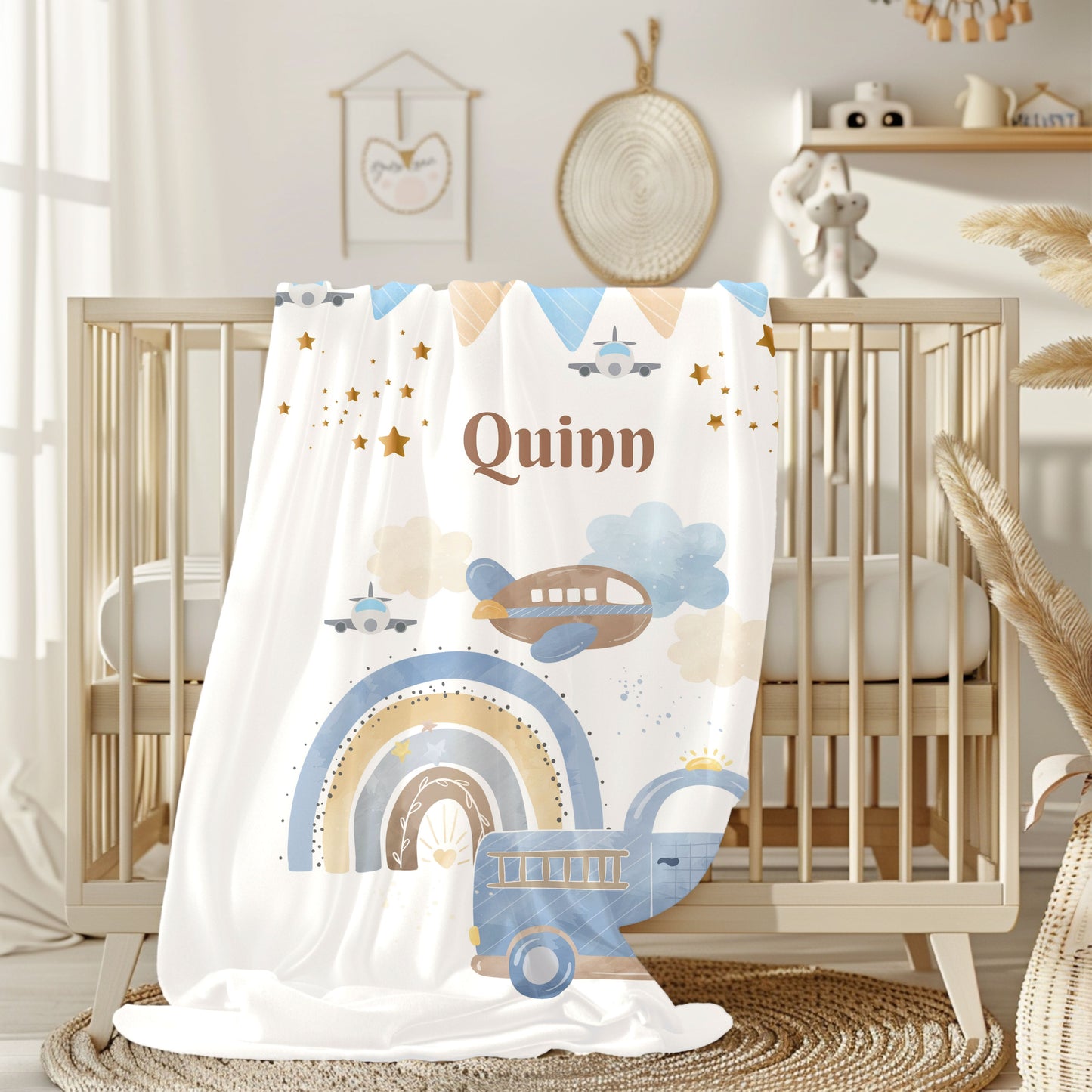 Personalized Velveteen Plush Blanket for Kids, Cozy Baby Blanket, Soft Nursery Throw, Custom Name Gift, Ideal for Baby Showers