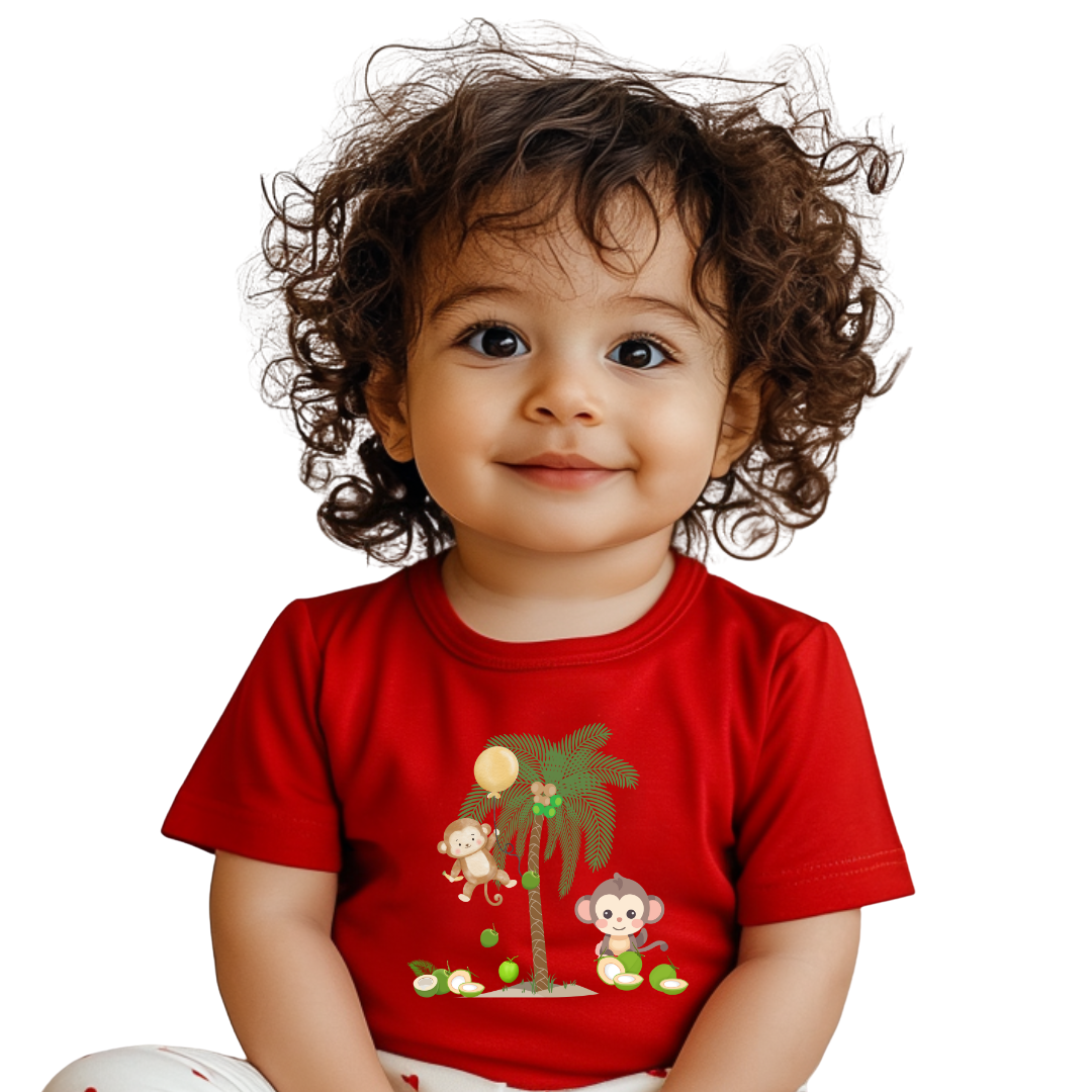 Cute Monkey Tropical Toddler Tee, Perfect for Summer Play, Birthday Gift, Beach Days, Jungle Themes, Toddler Clothing