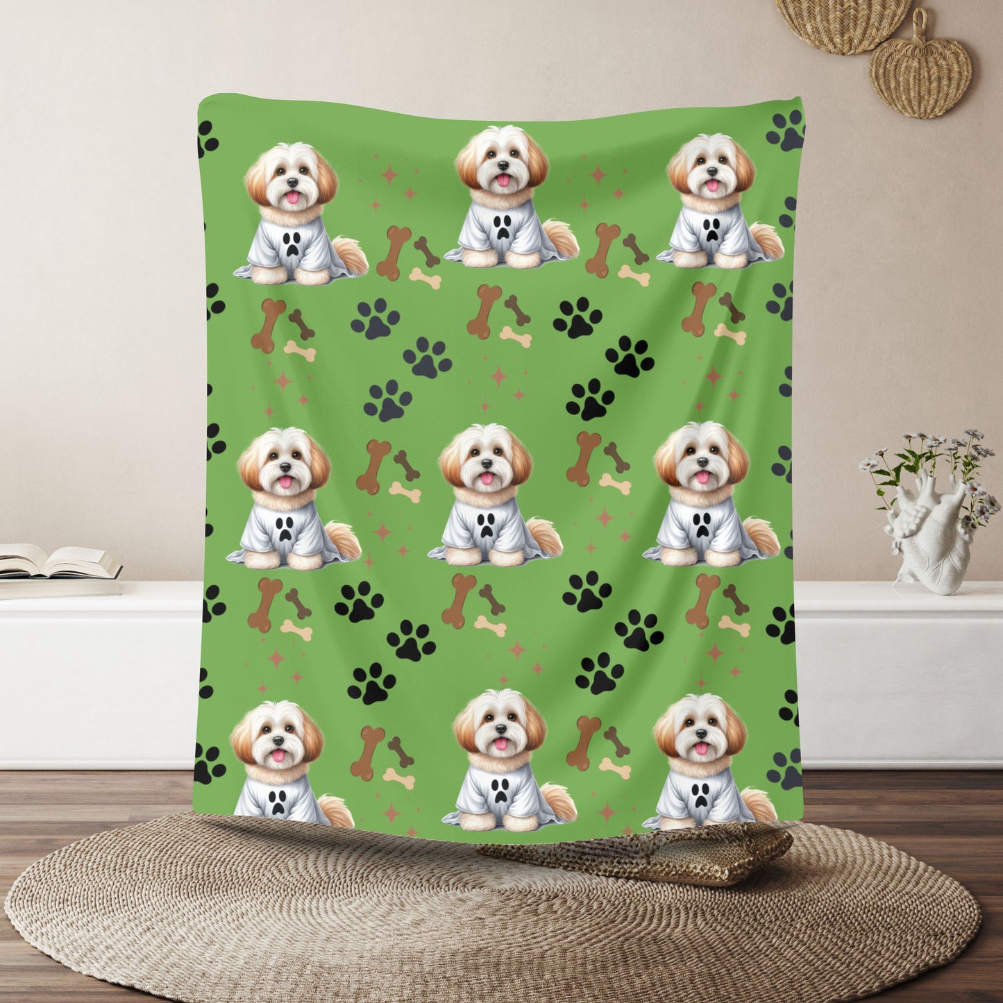 Cute Dog-Themed Velveteen Plush Blanket for Pet Lovers, Perfect for Cozy Nights, Dog Decor, Gifts for Dog Owners, Soft Throw Blanket