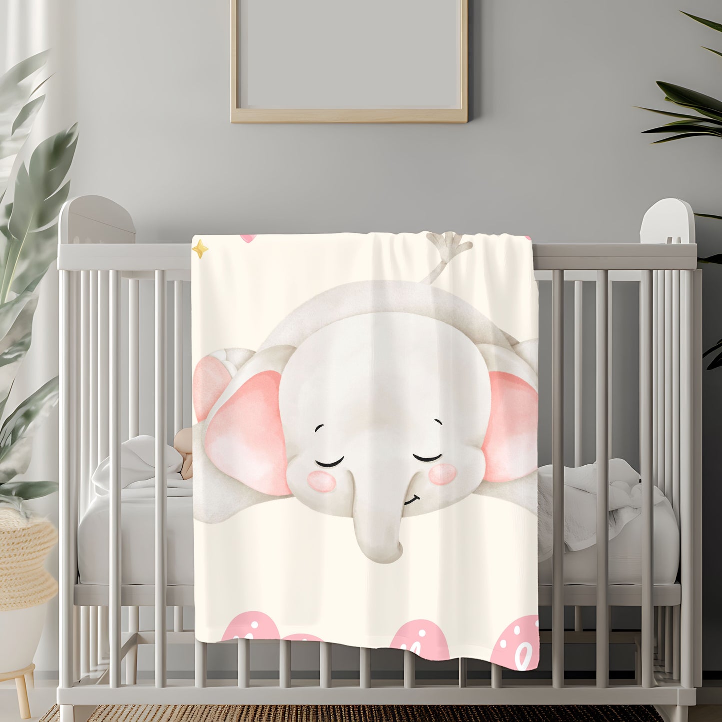 Personalized Baby Elephant Plush Blanket, Soft Nursery Throw, Gift for Newborn, Baby Shower, Child's Room Decor, Cozy Bedding