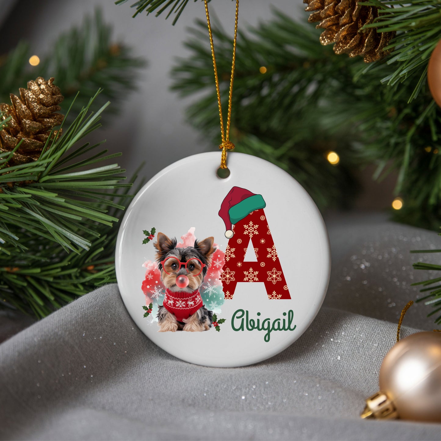 Personalized Dog Christmas Ornament, Custom Pet Decor, Holiday Gift, Dog Lover's Keepsake, Unique Tree Decoration, Winter Holiday Decor