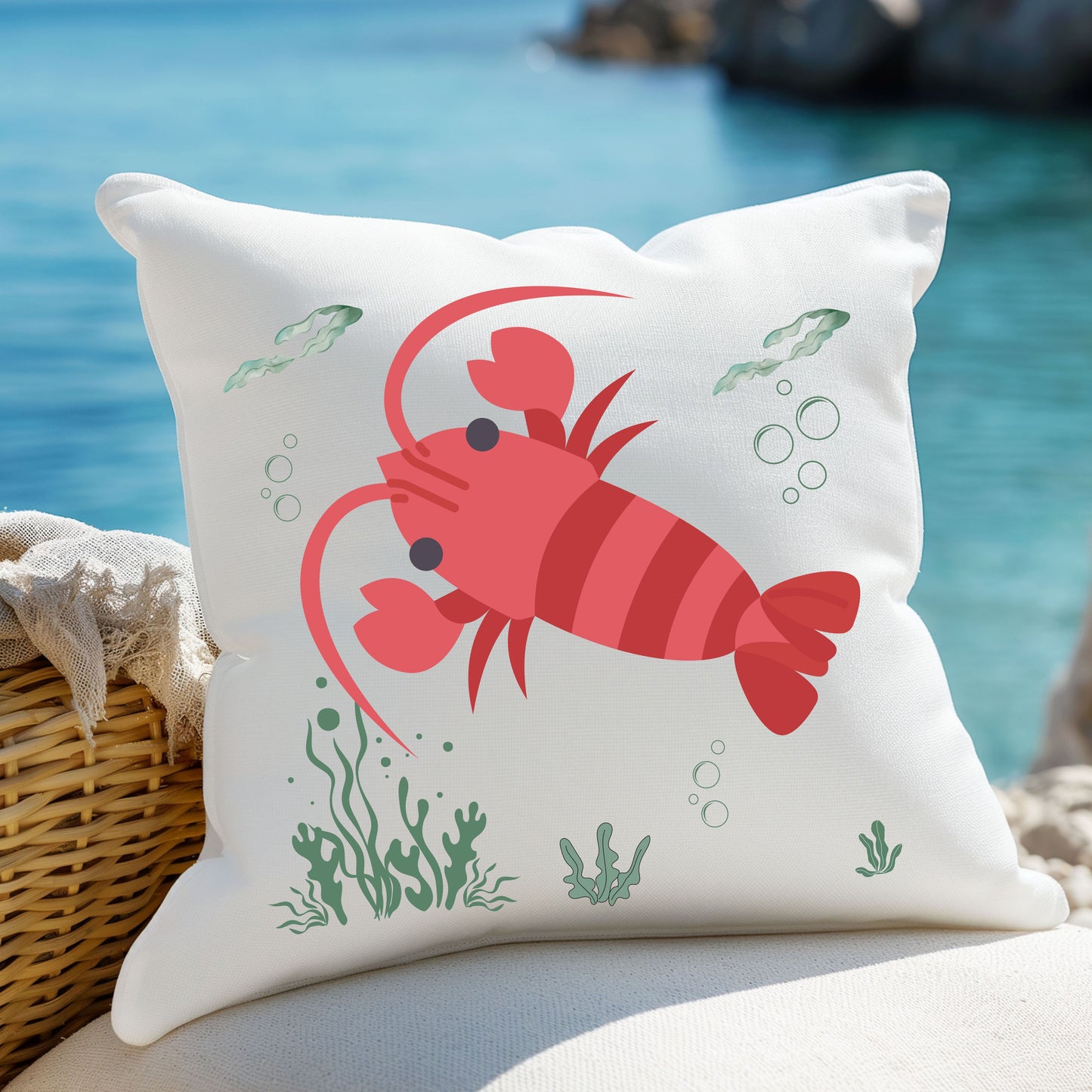 Red crayfish in an aquatic environment Spun Polyester Square Pillow