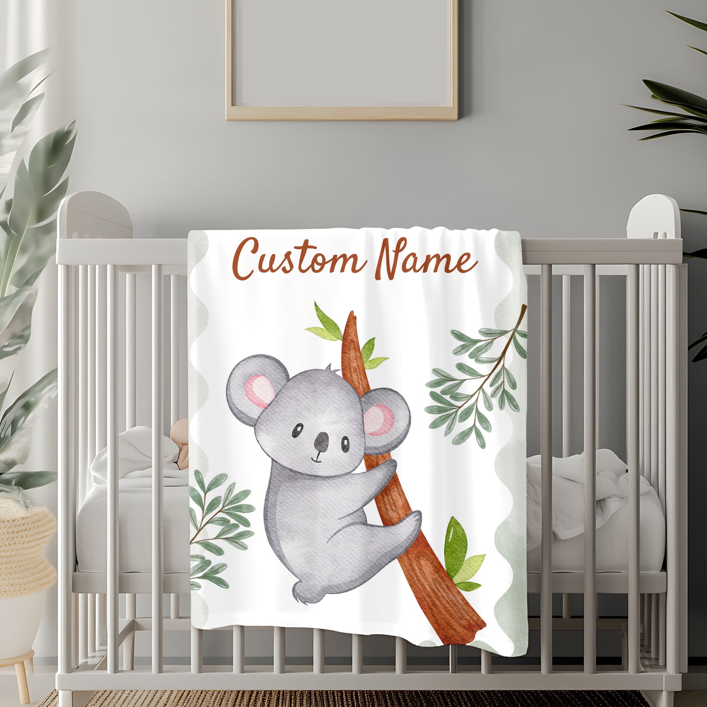 Custom Velveteen Plush Blanket with Adorable Koala Design, Cozy Gift for Kids, Nursery Decor, Personalized Baby Blanket, Holiday Gift Idea