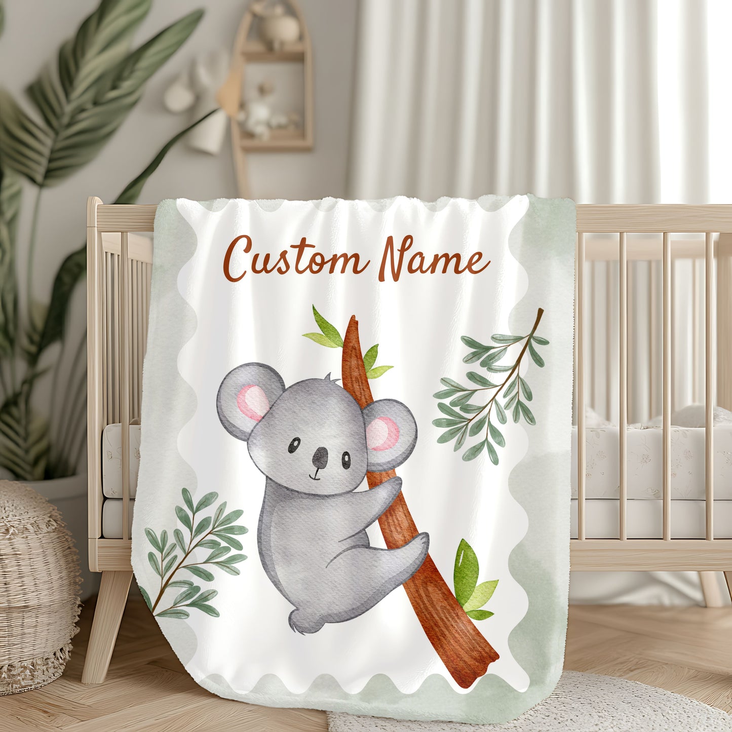 Custom Velveteen Plush Blanket with Adorable Koala Design, Cozy Gift for Kids, Nursery Decor, Personalized Baby Blanket, Holiday Gift Idea
