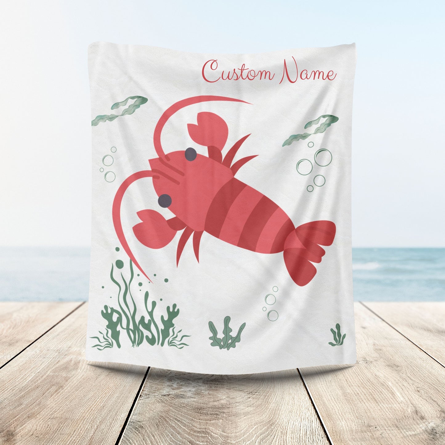Red crayfish in an aquatic environment Velveteen Plush Blanket