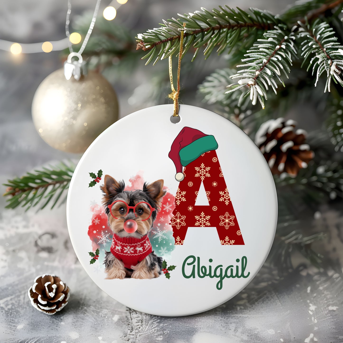 Personalized Dog Christmas Ornament, Custom Pet Decor, Holiday Gift, Dog Lover's Keepsake, Unique Tree Decoration, Winter Holiday Decor