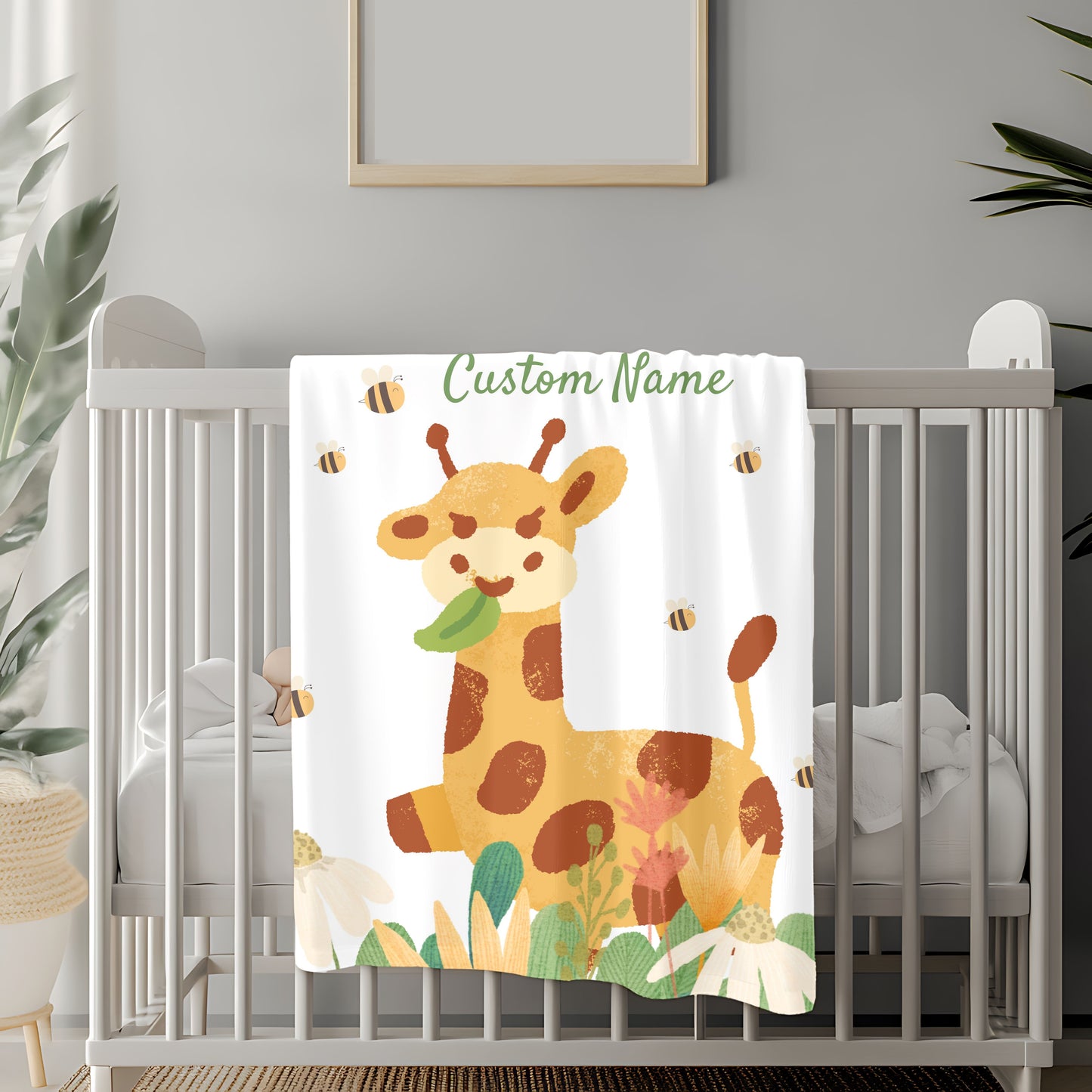 Custom Giraffe Plush Blanket, Child's Cozy Throw, Personalized Baby Gift, Nursery Decor, Soft Comfort Blanket