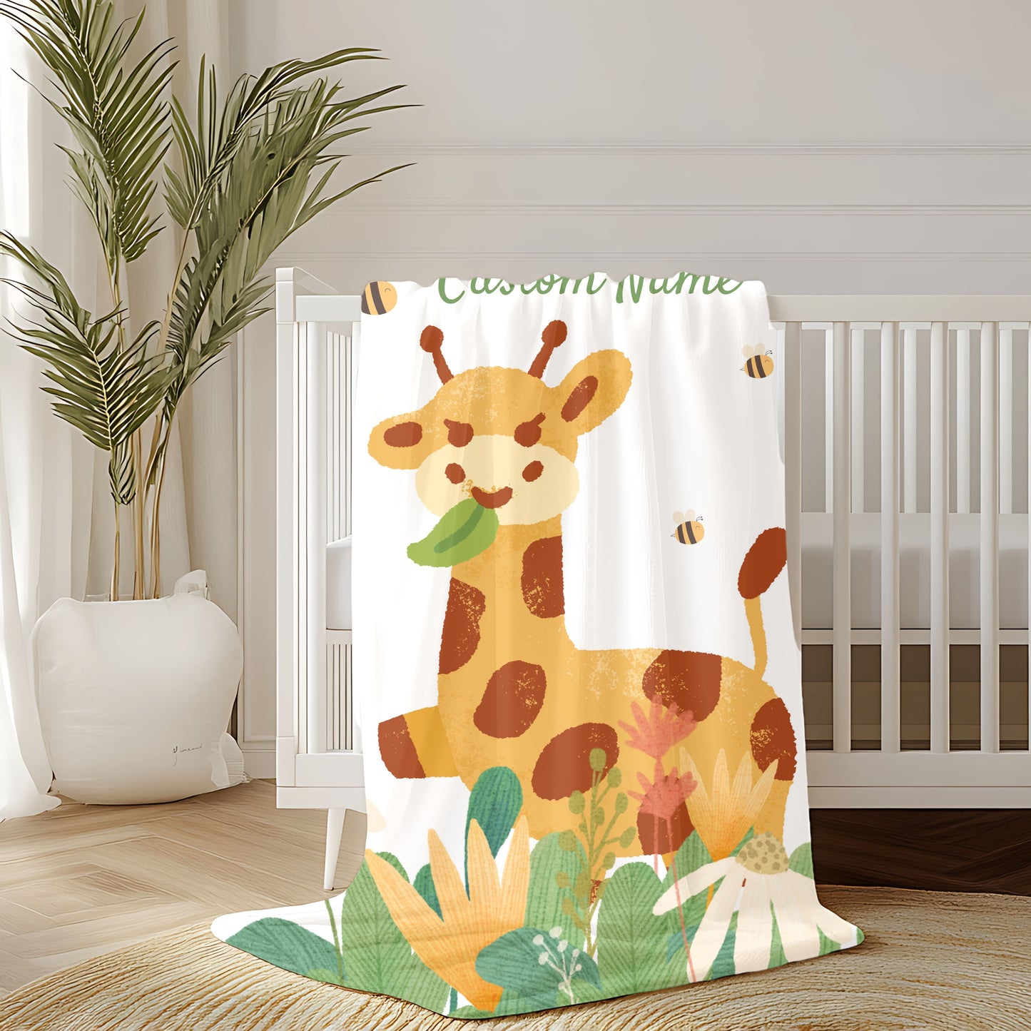 Custom Giraffe Plush Blanket, Child's Cozy Throw, Personalized Baby Gift, Nursery Decor, Soft Comfort Blanket