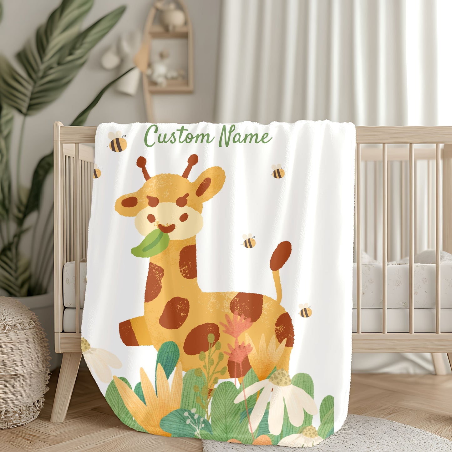 Custom Giraffe Plush Blanket, Child's Cozy Throw, Personalized Baby Gift, Nursery Decor, Soft Comfort Blanket