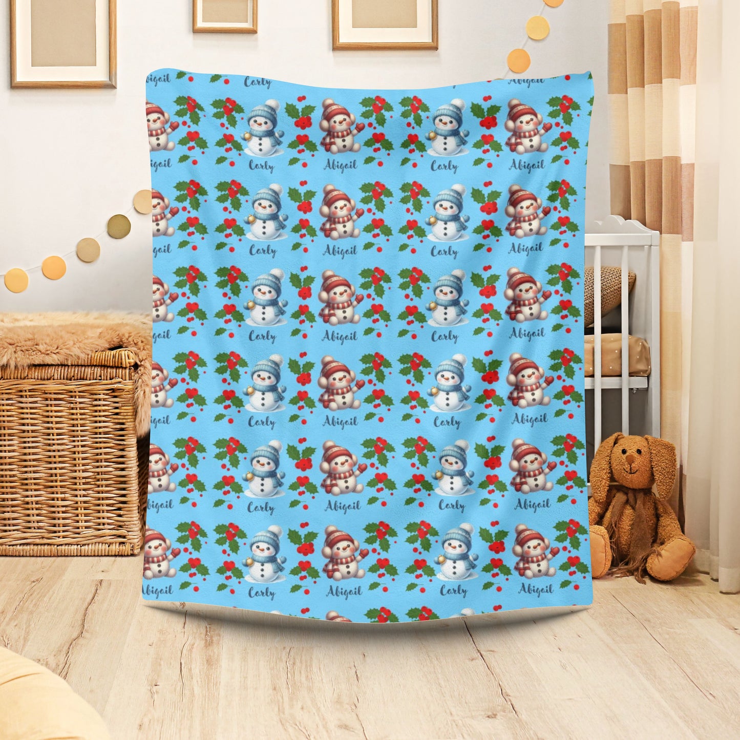 Cozy Velveteen Plush Blanket with Personalized Designs for Kids, Winter Decor, Family Gift, Pet Blanket, Holiday Snuggle