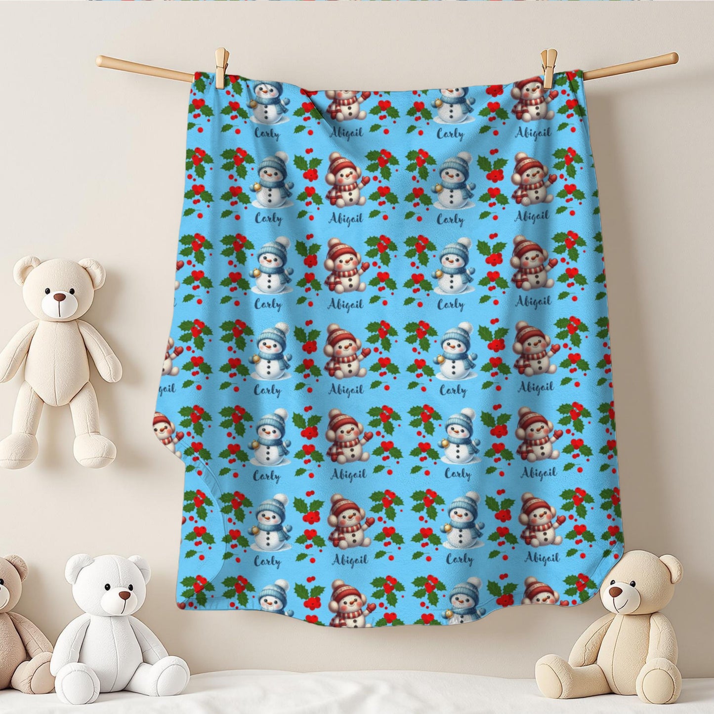 Cozy Velveteen Plush Blanket with Personalized Designs for Kids, Winter Decor, Family Gift, Pet Blanket, Holiday Snuggle
