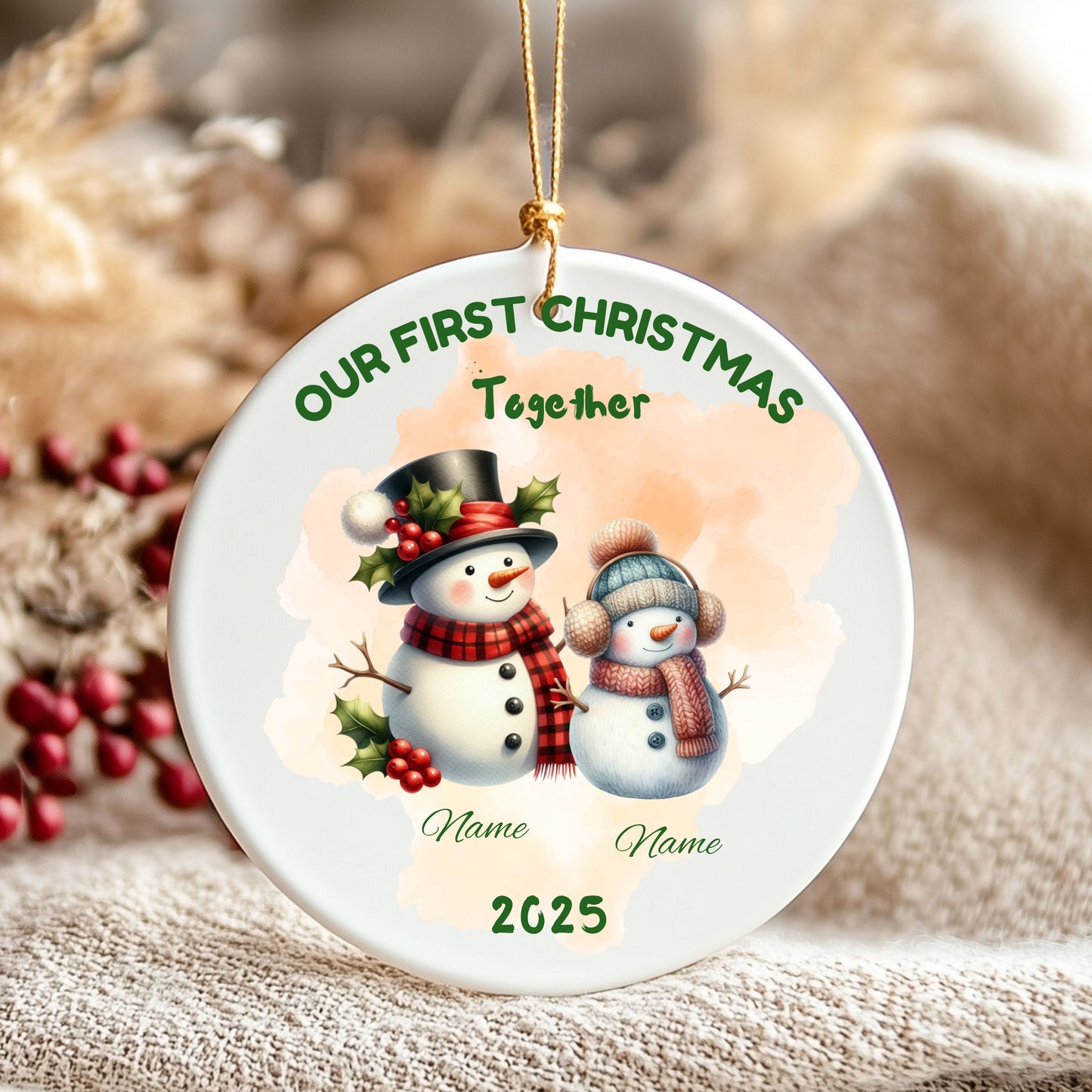 Personalized Holiday Ornament - Our First Christmas Together 2025, Ceramic Ornament, Christmas Gift, Family Keepsake, Home Decor