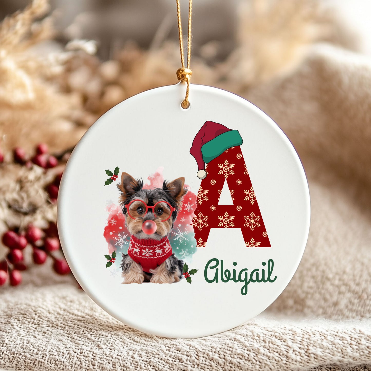 Personalized Dog Christmas Ornament, Custom Pet Decor, Holiday Gift, Dog Lover's Keepsake, Unique Tree Decoration, Winter Holiday Decor