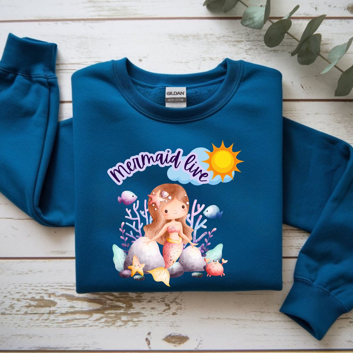 Mermaid Vibes Crewneck Sweatshirt | Cozy Gift for Sea Lovers, Beach Days, Casual Wear, Birthday, Summer