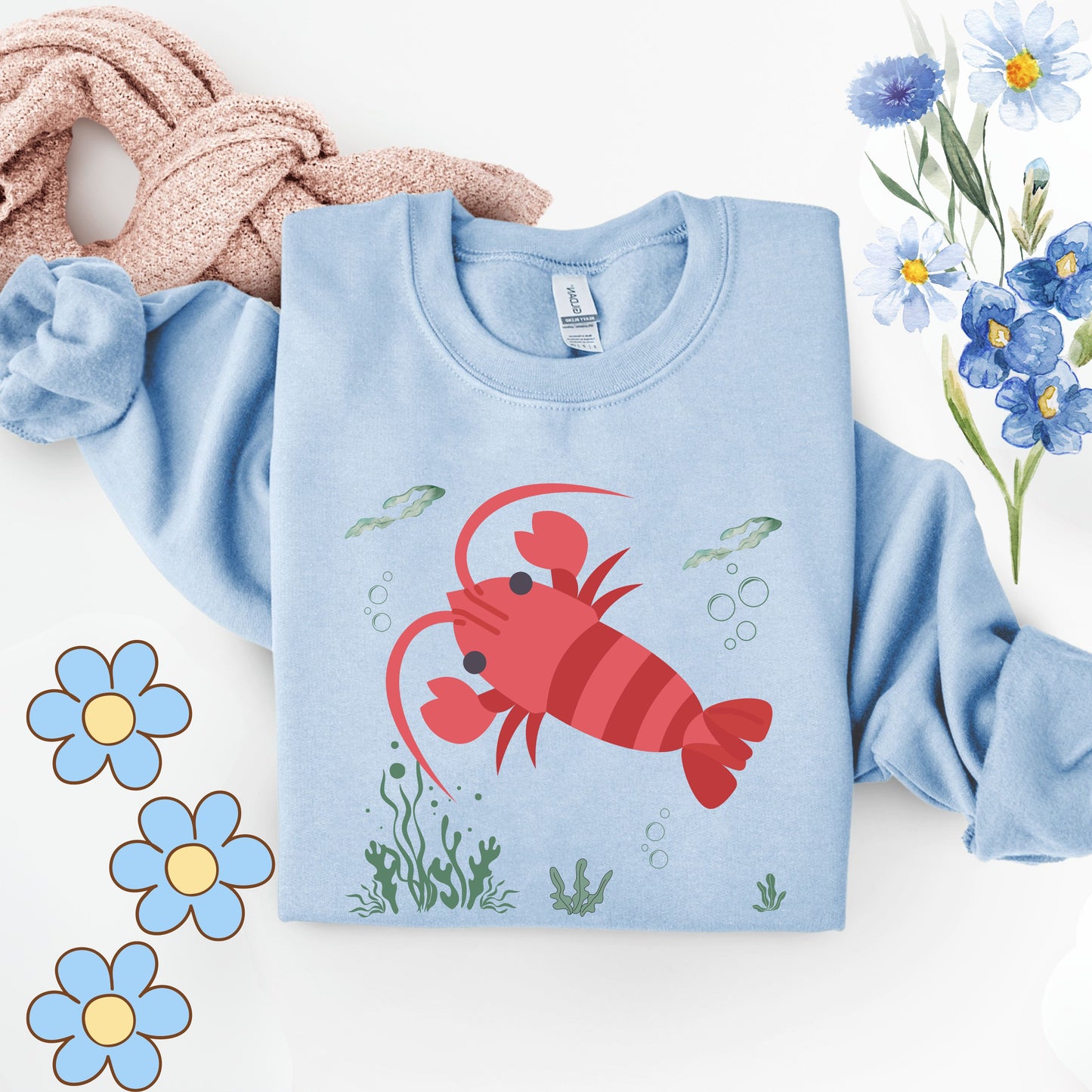 Red crayfish in an aquatic environment Unisex Garment-Dyed Sweatshirt