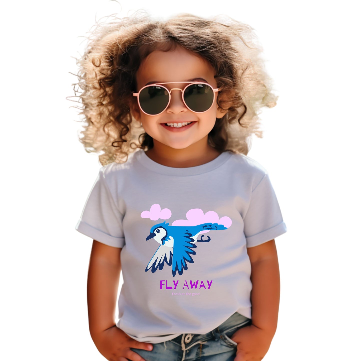 Toddler Short Sleeve Tee with ‘Fly Away’ Design, Cute Kids Shirt, Baby Gift, Playful Toddler Wear, Summer Outfit, Bird Graphic Tee