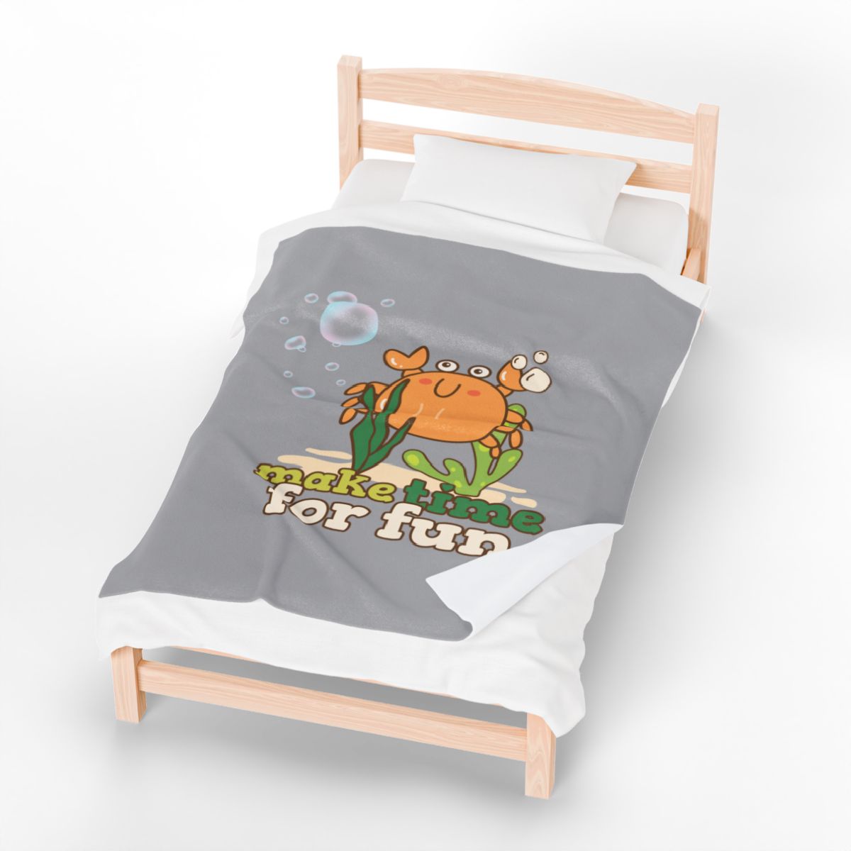 Cartoon crab lllusstration promoting joy and playfulness Velveteen Plush Blanket