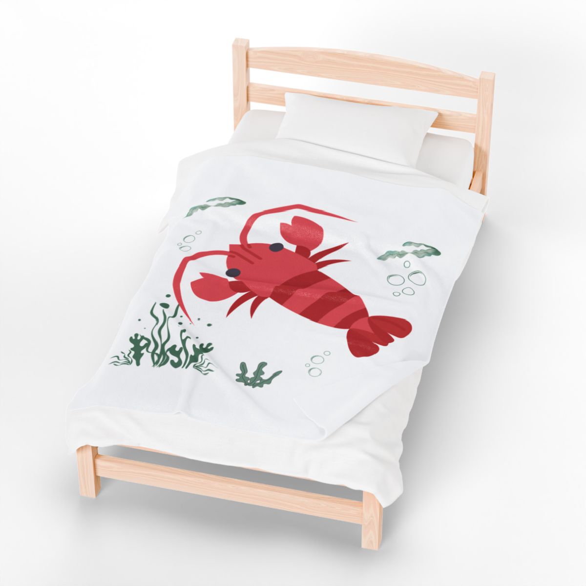Red crayfish in an aquatic environment Velveteen Plush Blanket