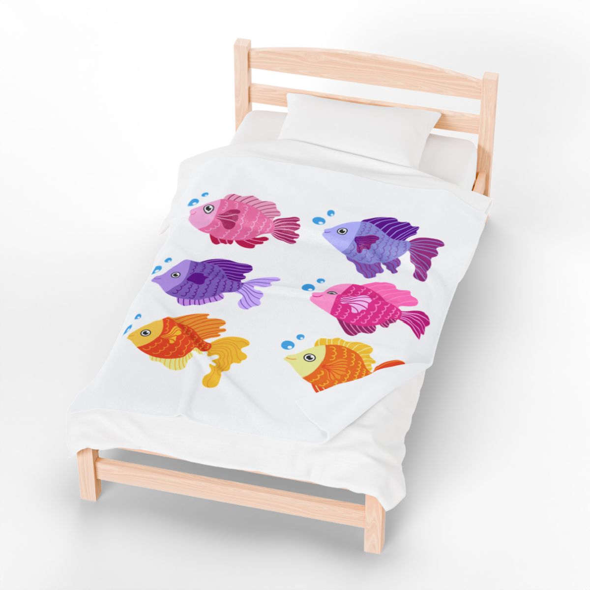 Six fish with cartoonish bubbles Velveteen Plush Blanket