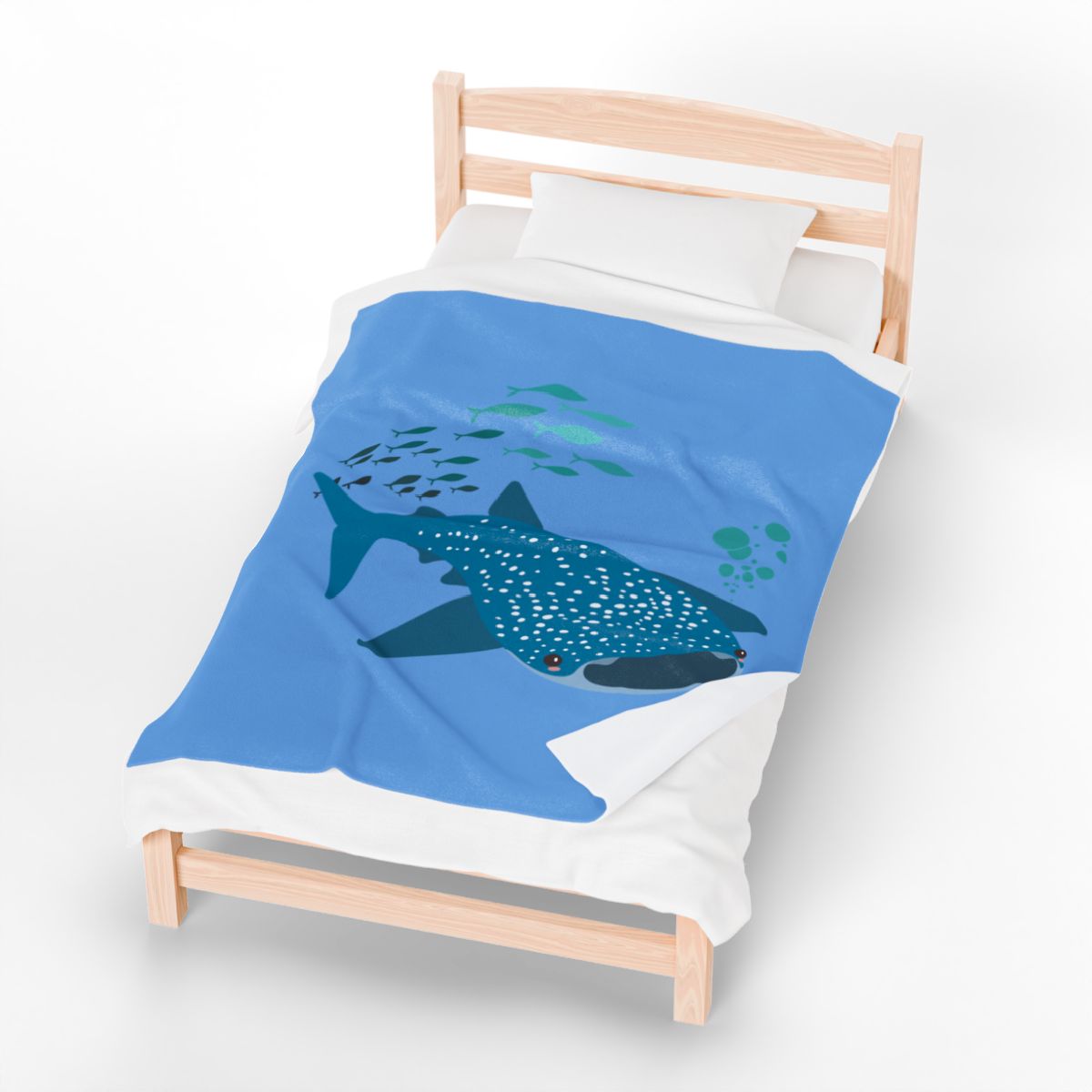 Whale Shark school of fish and buddles Velveteen Plush Blanket
