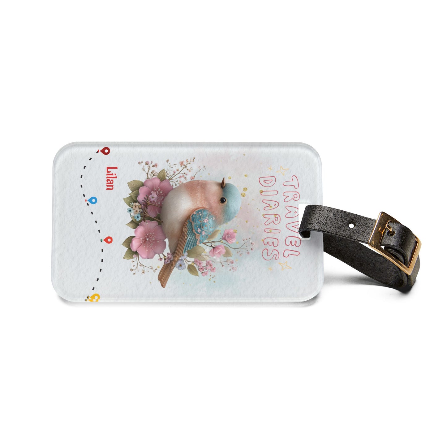 Luggage Tag — 'Travel Diaries' Floral Bird Personalized Bag Tag