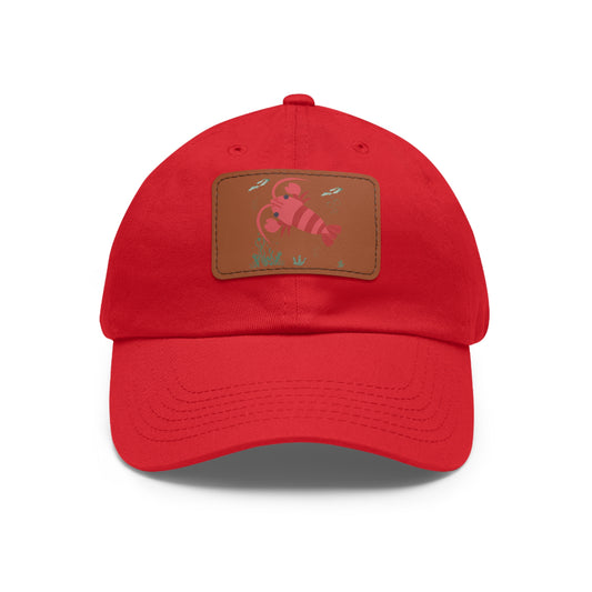 Red crayfish in an aquatic environment Dad Hat with Leather Patch (Rectangle)