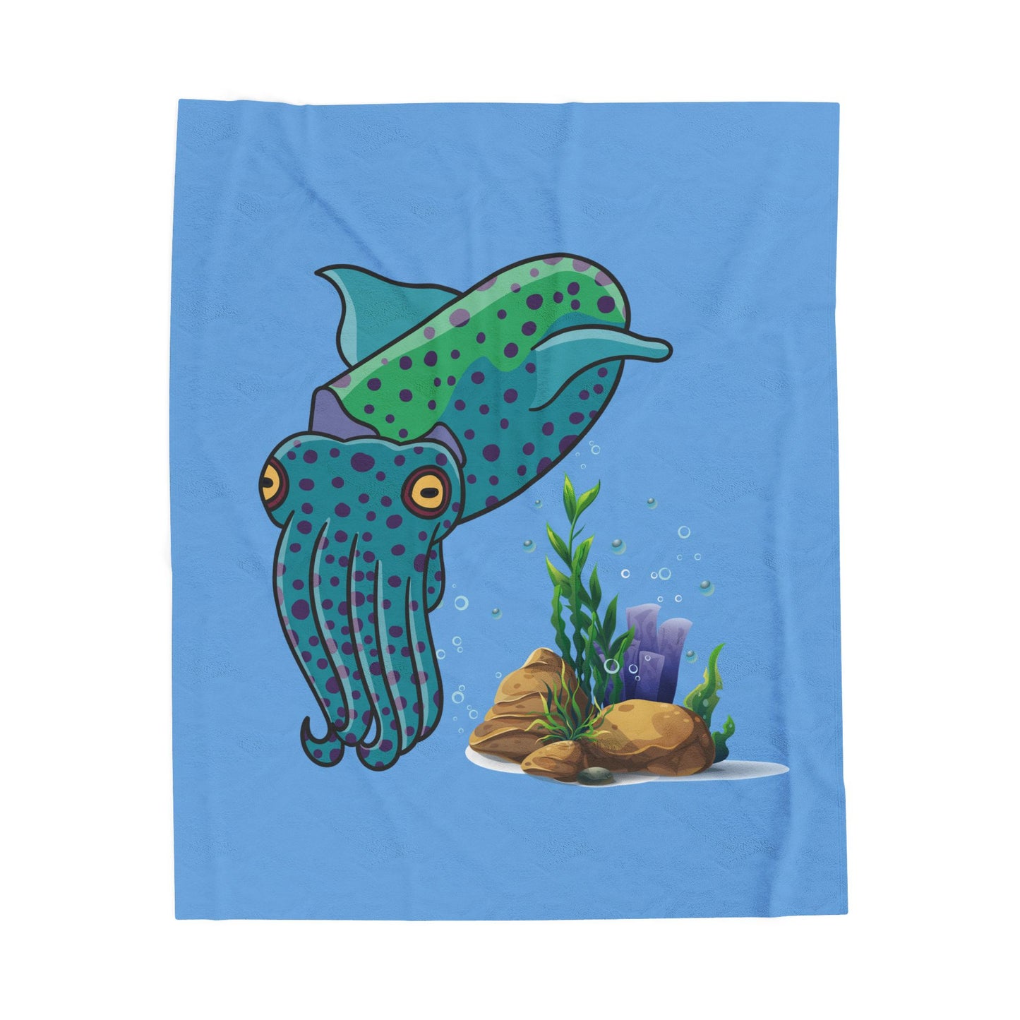 Cute with marine habitat coral and bubbles Velveteen Plush Blanket