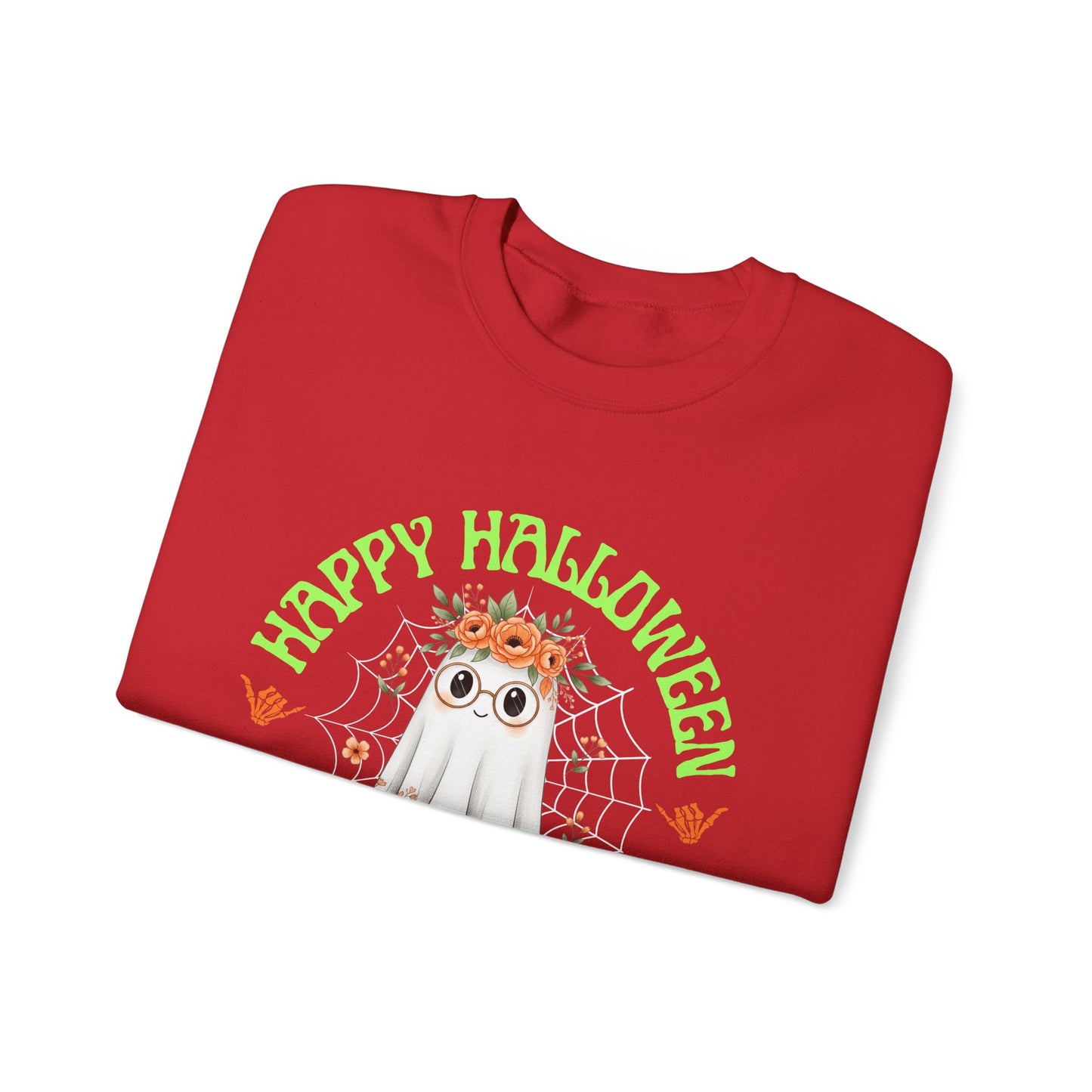 Halloween Ghost Sweatshirt, Cozy Fall Crewneck, Unisex Halloween Apparel, Cute Ghost Design, Perfect for Halloween Parties
