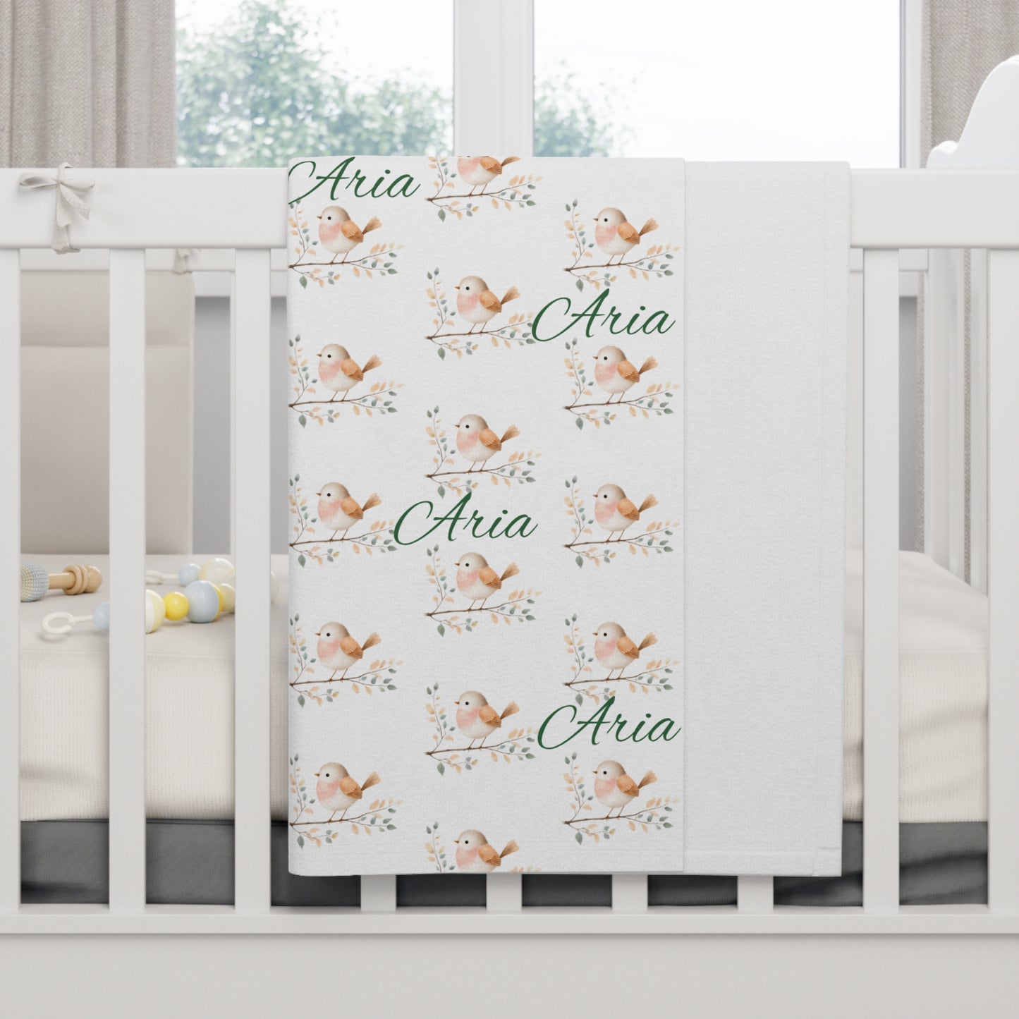 Personalized Baby Blanket - Cute Bunny Name Print (e.g., "Aria")