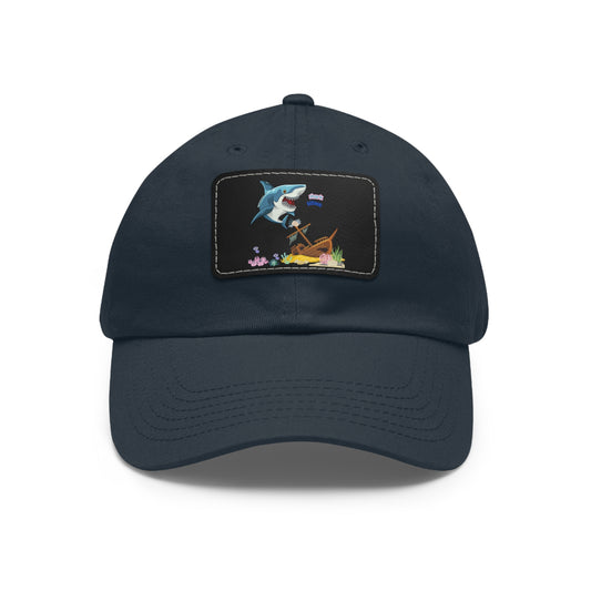 Shark ship colorful coral reef Dad Hat with Leather Patch (Rectangle)