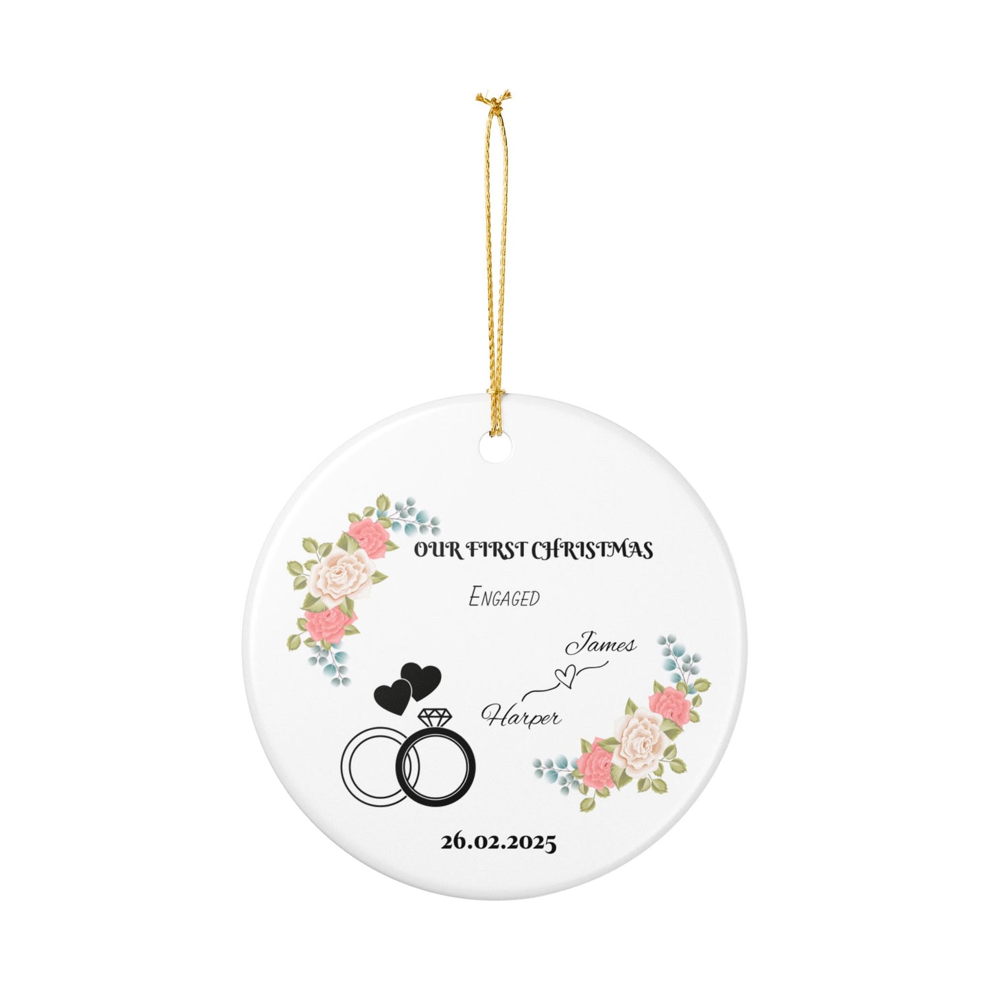 Engaged Christmas Ornament, Personalized First Christmas, Our First Christmas Engaged Ornament