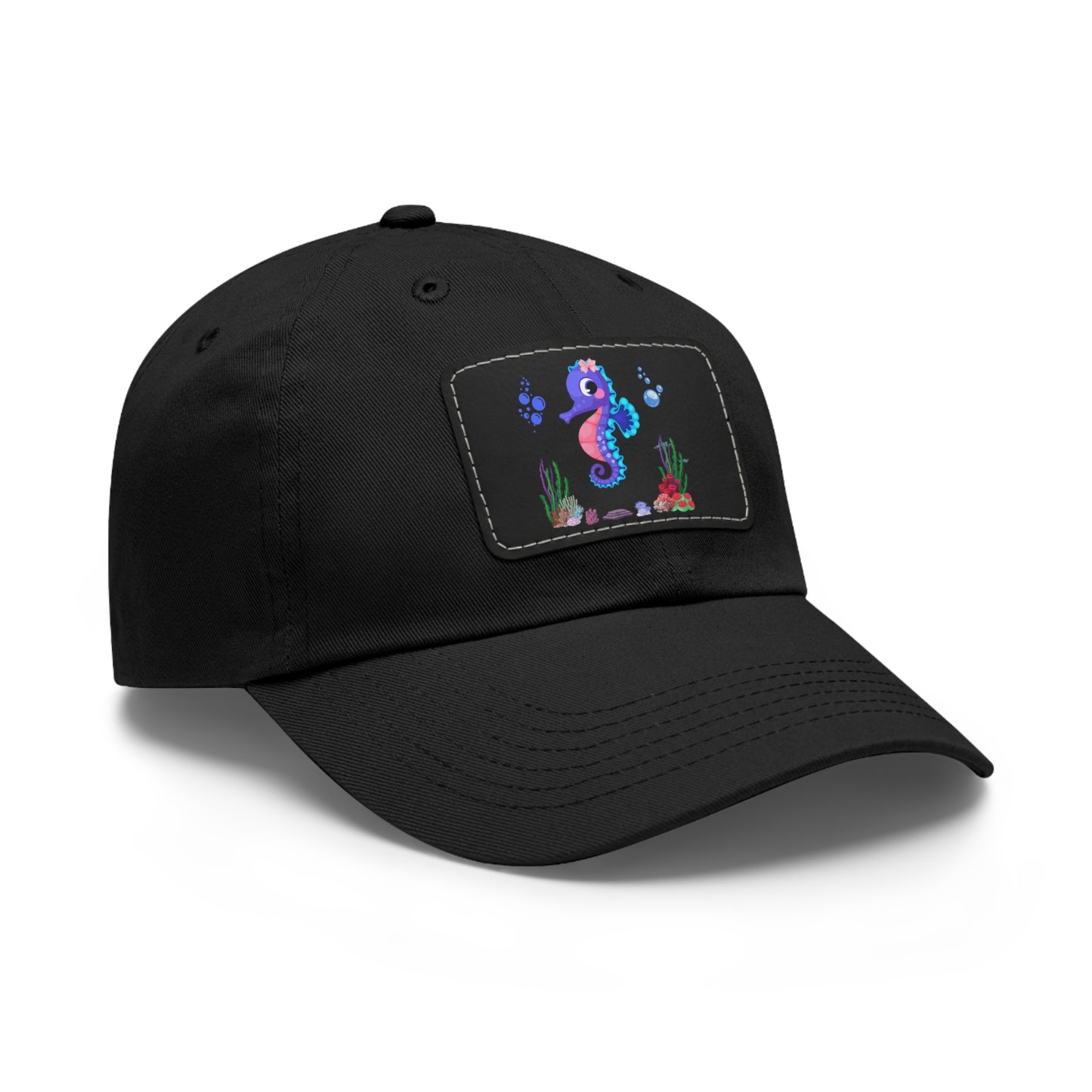 Seahores playful under the sea Dad Hat with Leather Patch (Rectangle)