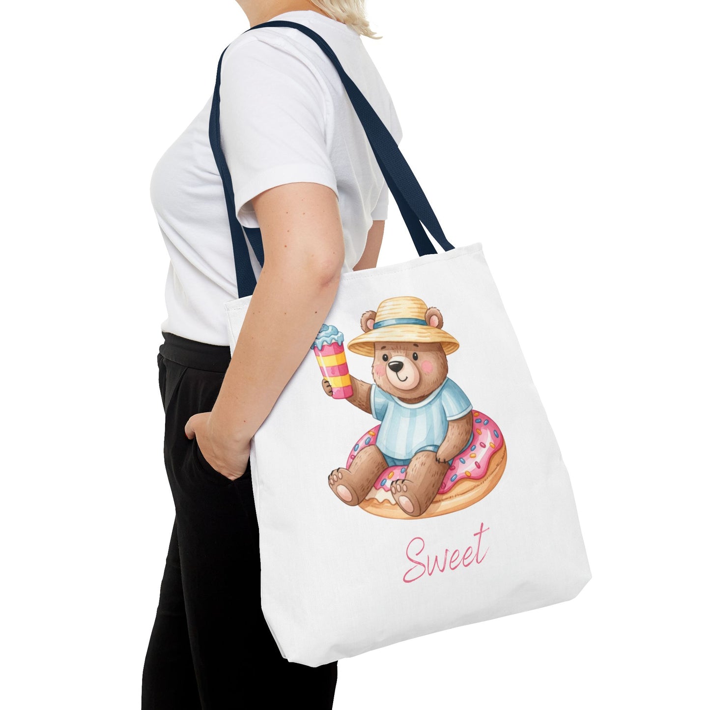 Sweet Bear Beach Tote - Cute Summer Teddy on Donut Float