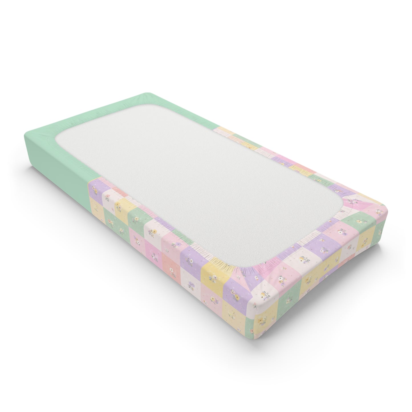 Baby Changing Pad Cover — Pastel Patchwork & Hot Air Balloon Personalized Nursery