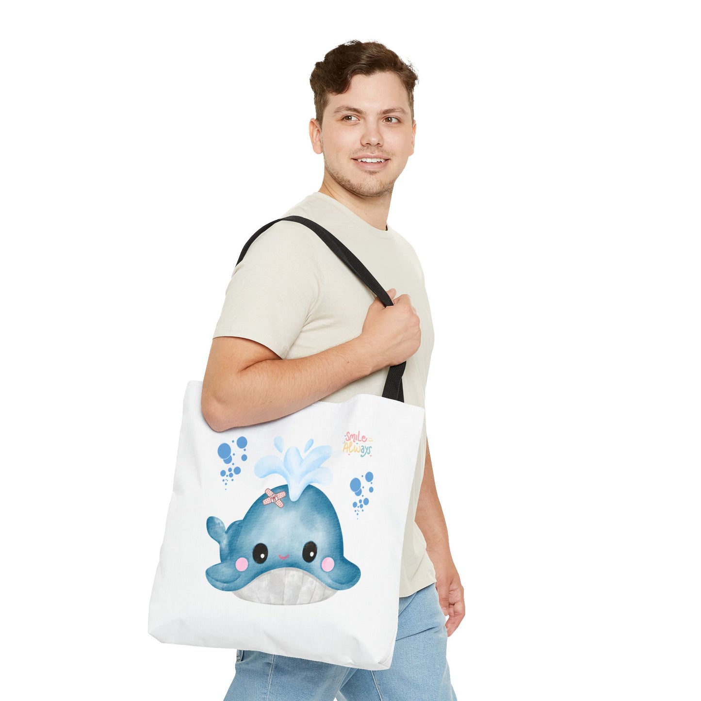 Whale with a bandage and bubble Tote Bag