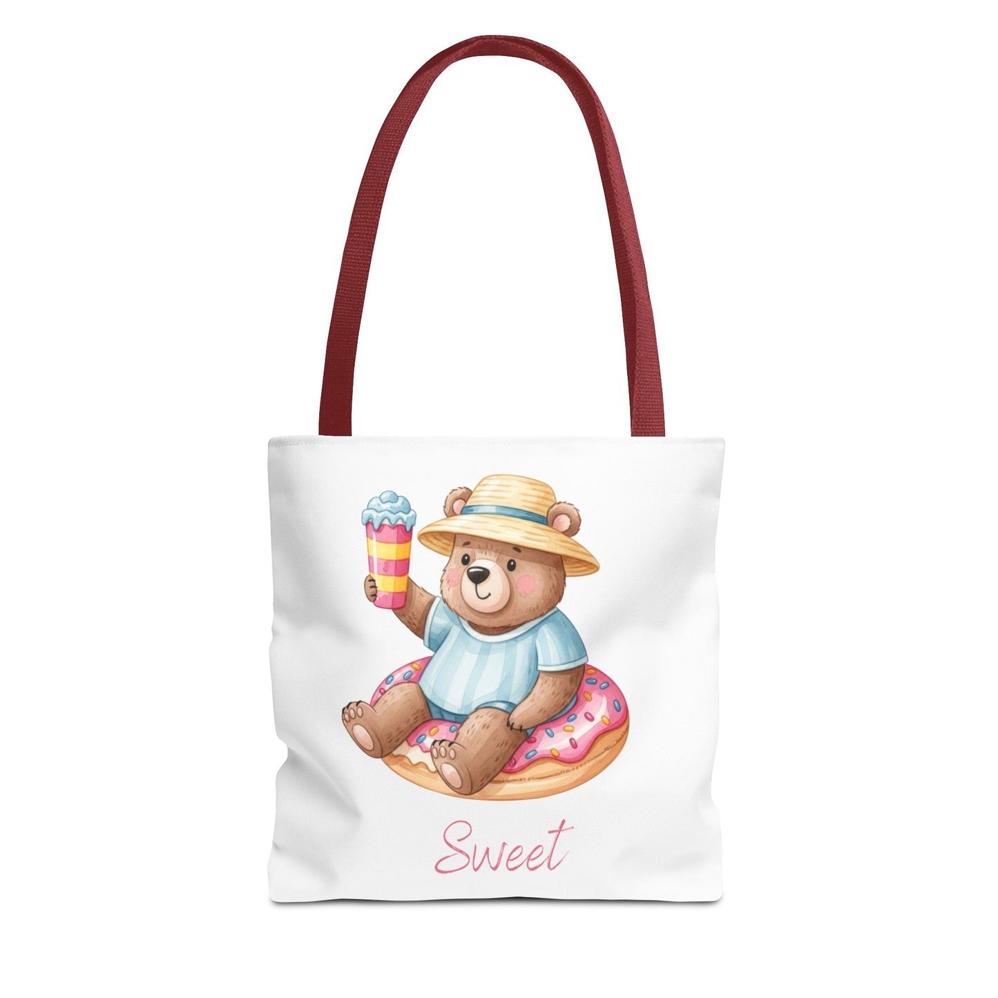 Sweet Bear Beach Tote - Cute Summer Teddy on Donut Float