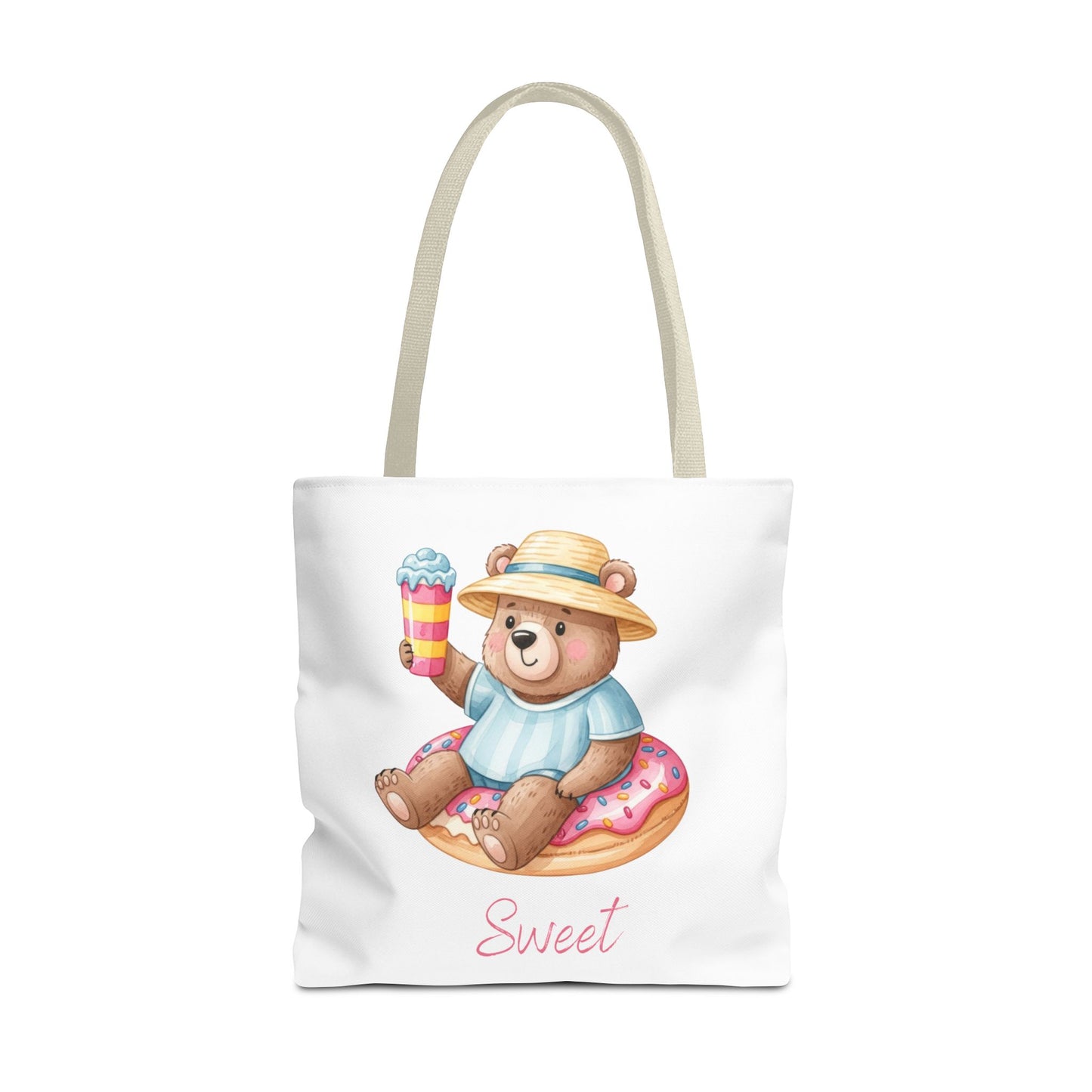 Sweet Bear Beach Tote - Cute Summer Teddy on Donut Float
