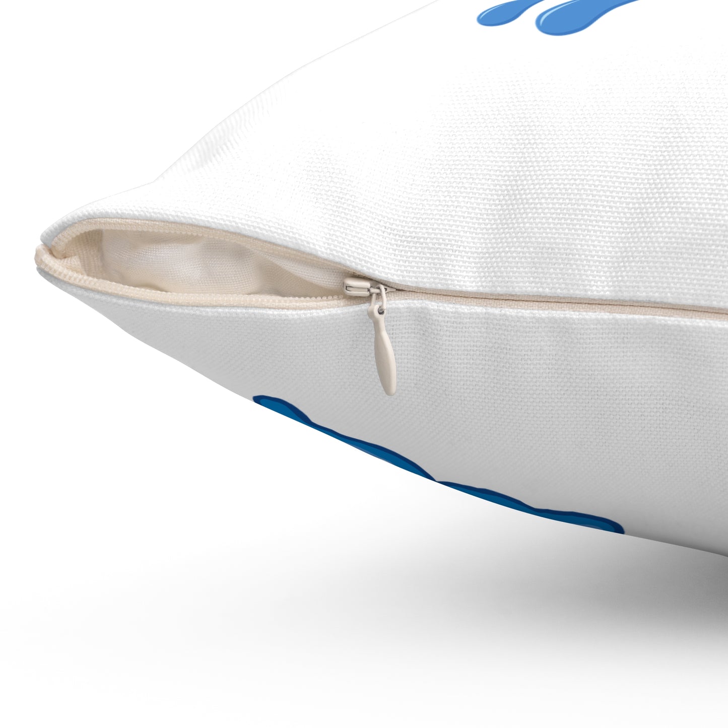 Dolphin wearing a straw hat with stylized water splashes Spun Polyester Square Pillow