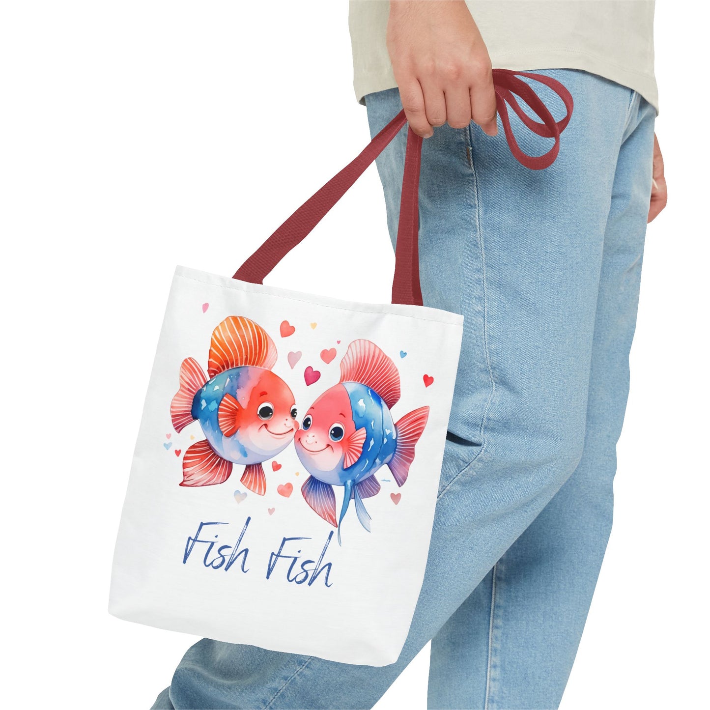 Cute Fish Couple Tote Bag — 'Fish Fish' Romantic Sea Life Beach Shopper