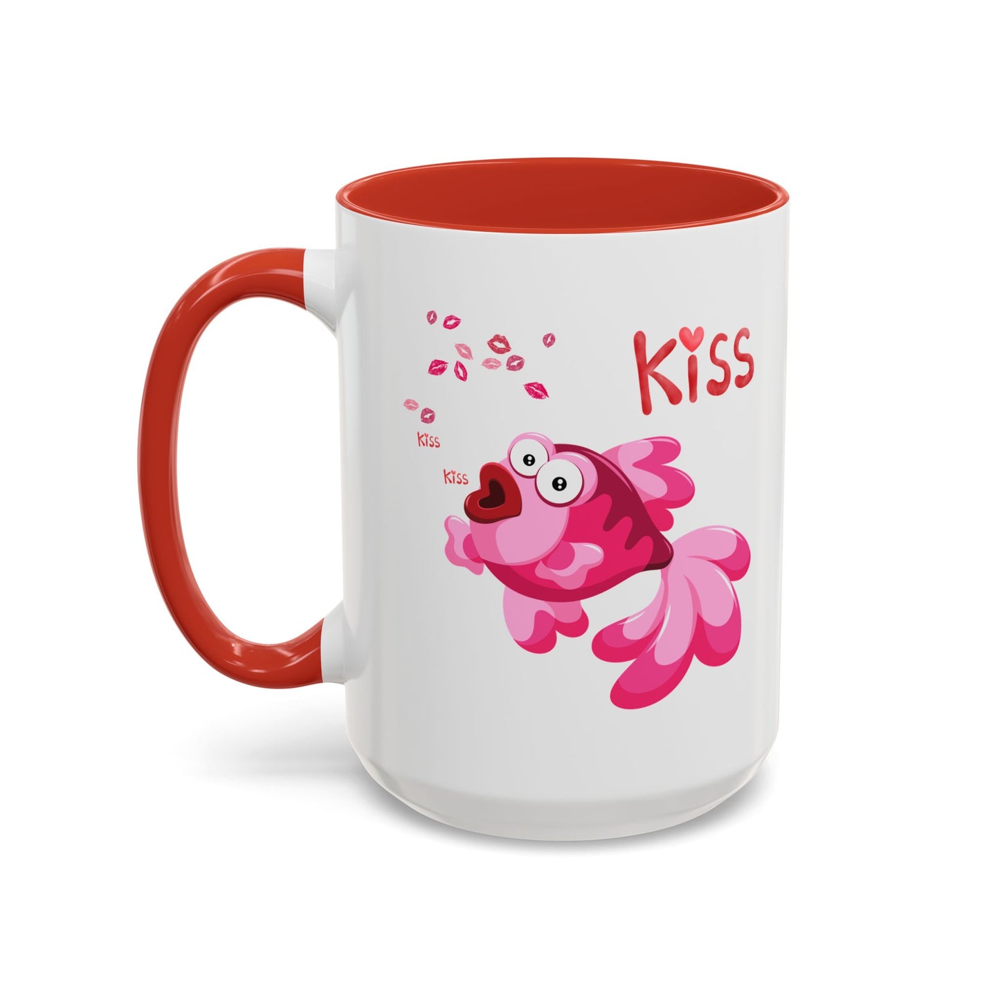 Pink fish with open mouth and kiss Coffee Mug