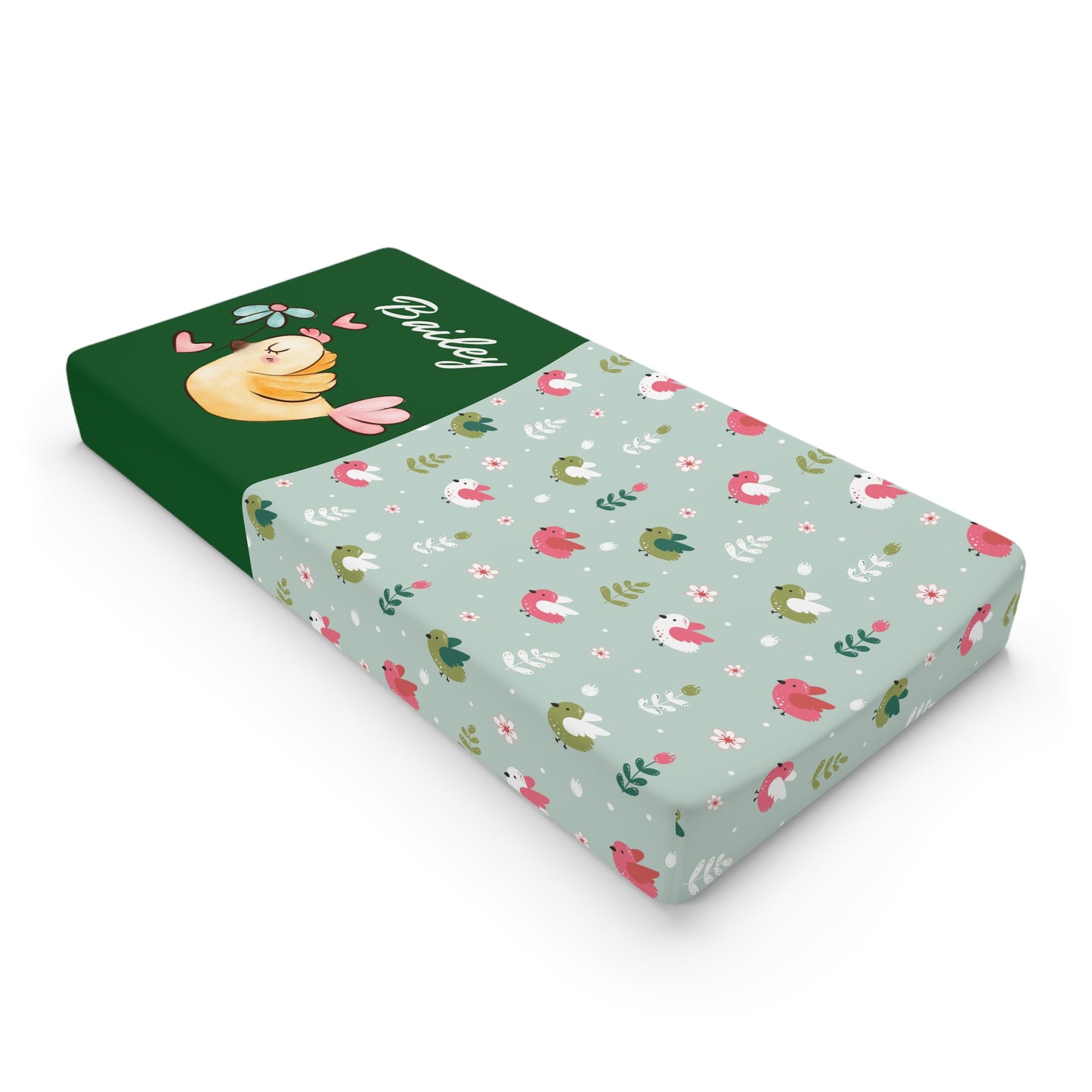 Duckling Floral Baby Changing Pad Cover — Personalized Nursery Changing Mat