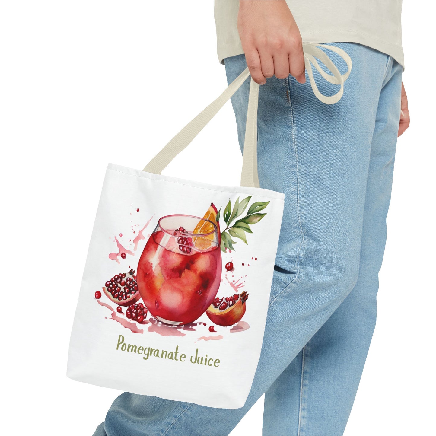 Pomegranate Juice Tote Bag — Watercolor Fruit Canvas Tote
