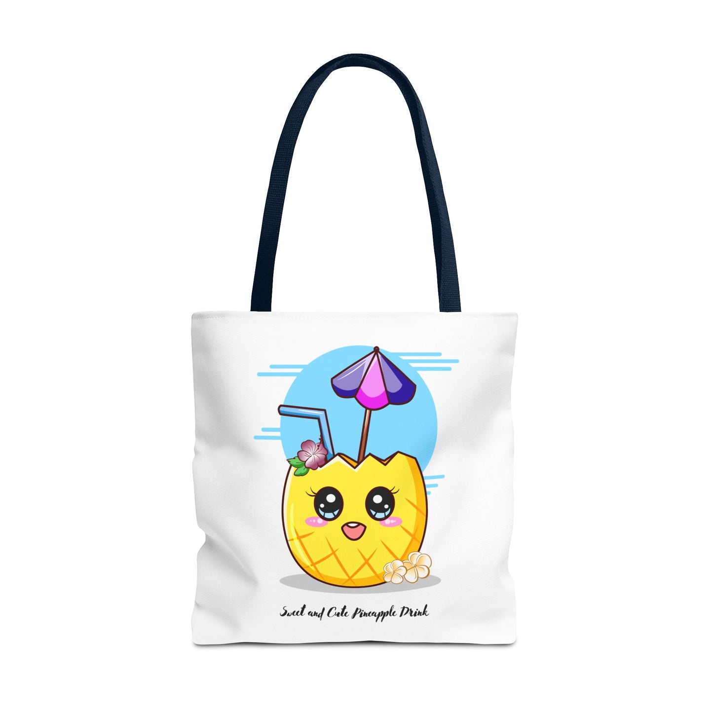 Pineapple Picnic Tote Bag — Cute Kawaii Tropical Drink Design